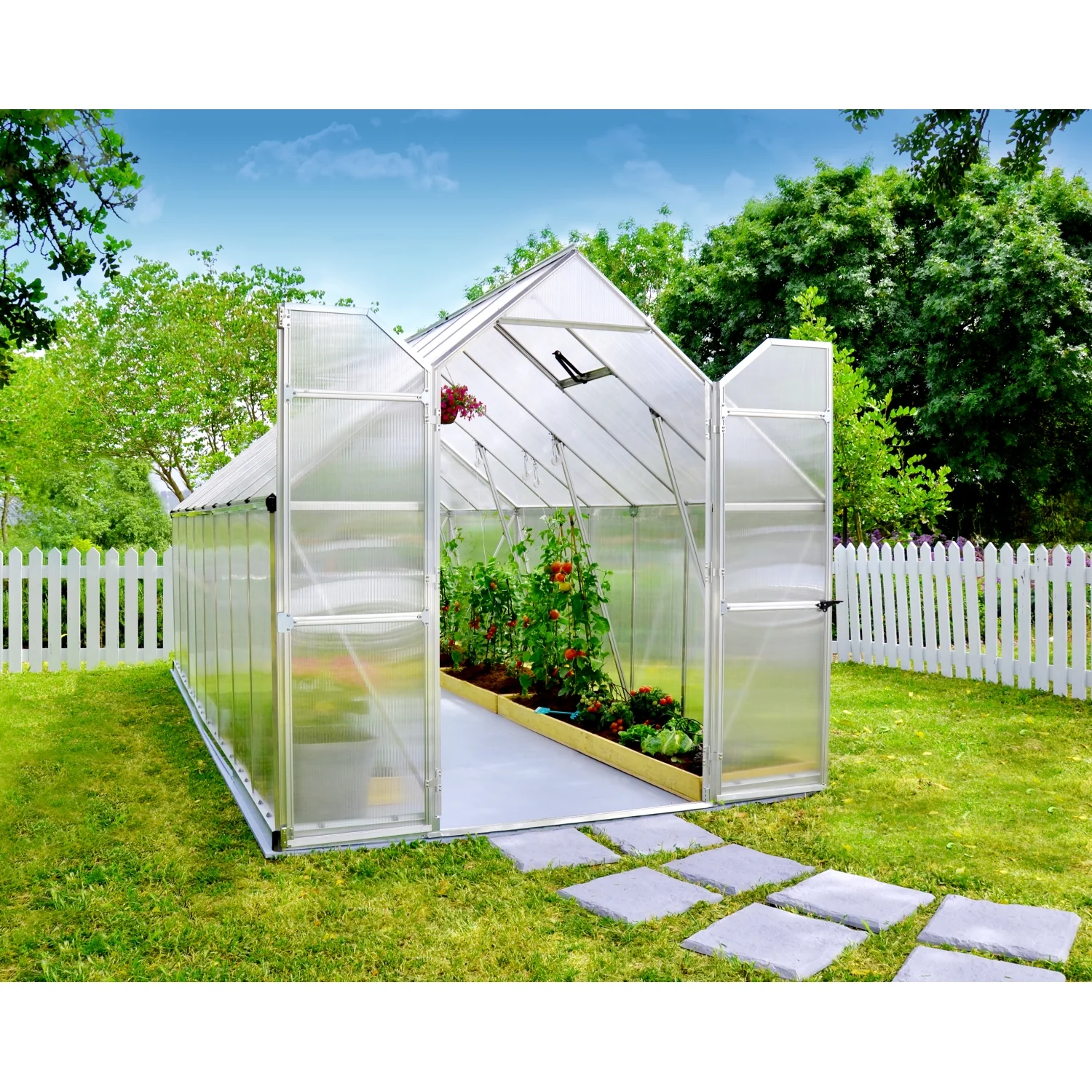 Palram - Canopia | Essence Greenhouse Kit - Silver With 4mm Twin-wall Polycarbonate Glazing - Image 13