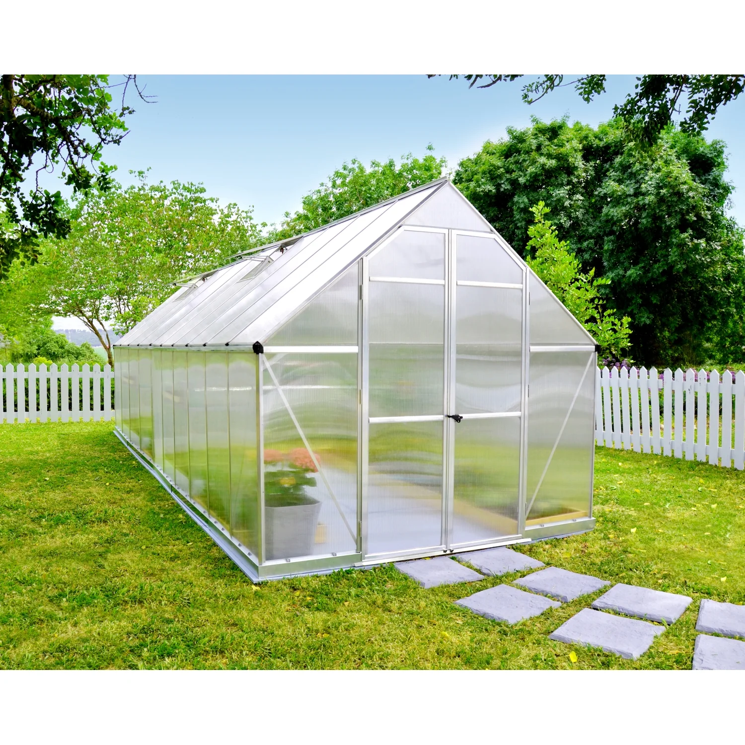 Palram - Canopia | Essence Greenhouse Kit - Silver With 4mm Twin-wall Polycarbonate Glazing - Image 17