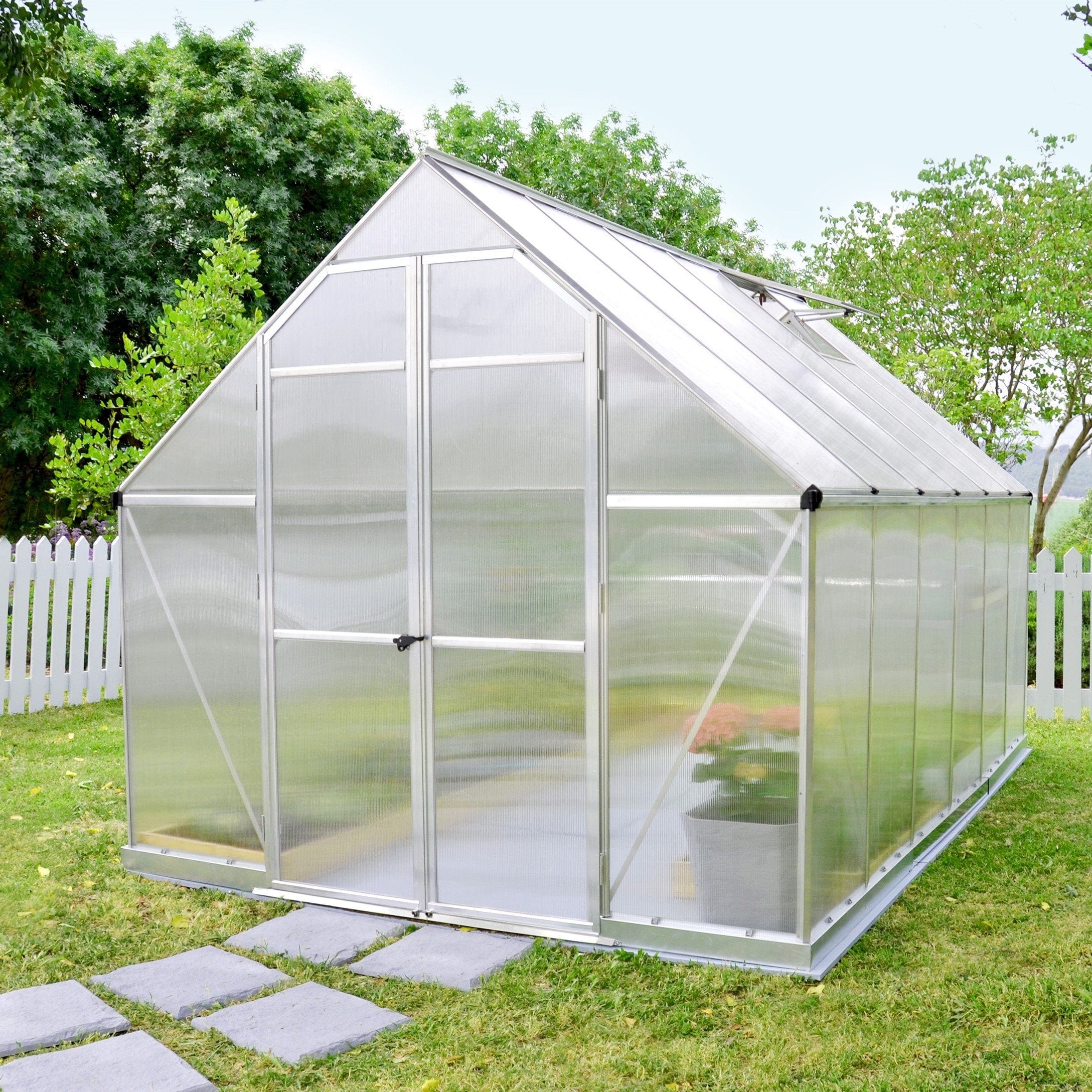 Palram - Canopia | Essence Greenhouse Kit - Silver With 4mm Twin-wall Polycarbonate Glazing - Image 3