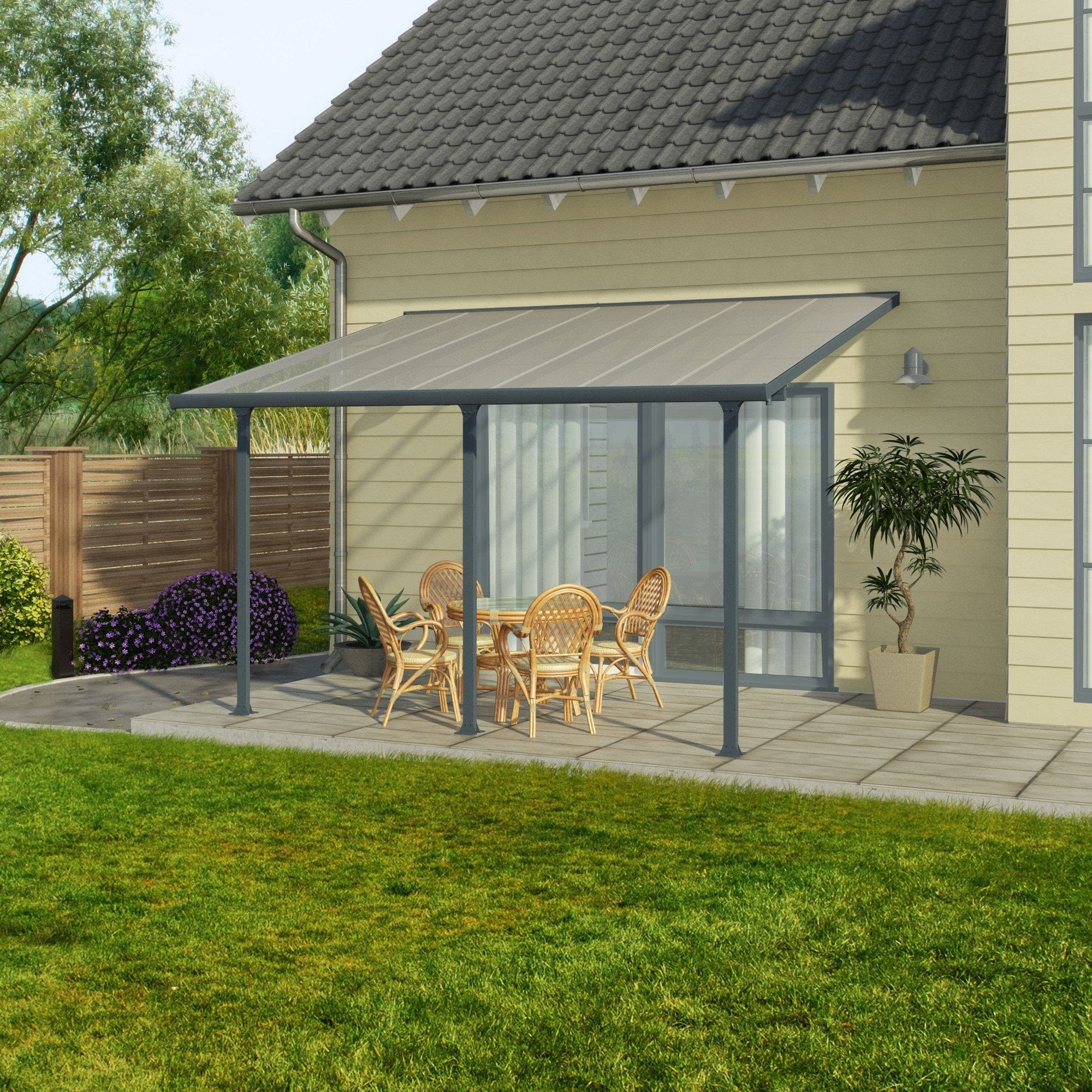 Palram - Canopia | 10 Ft Wide Feria Patio Cover - Gray Clear - Image 9