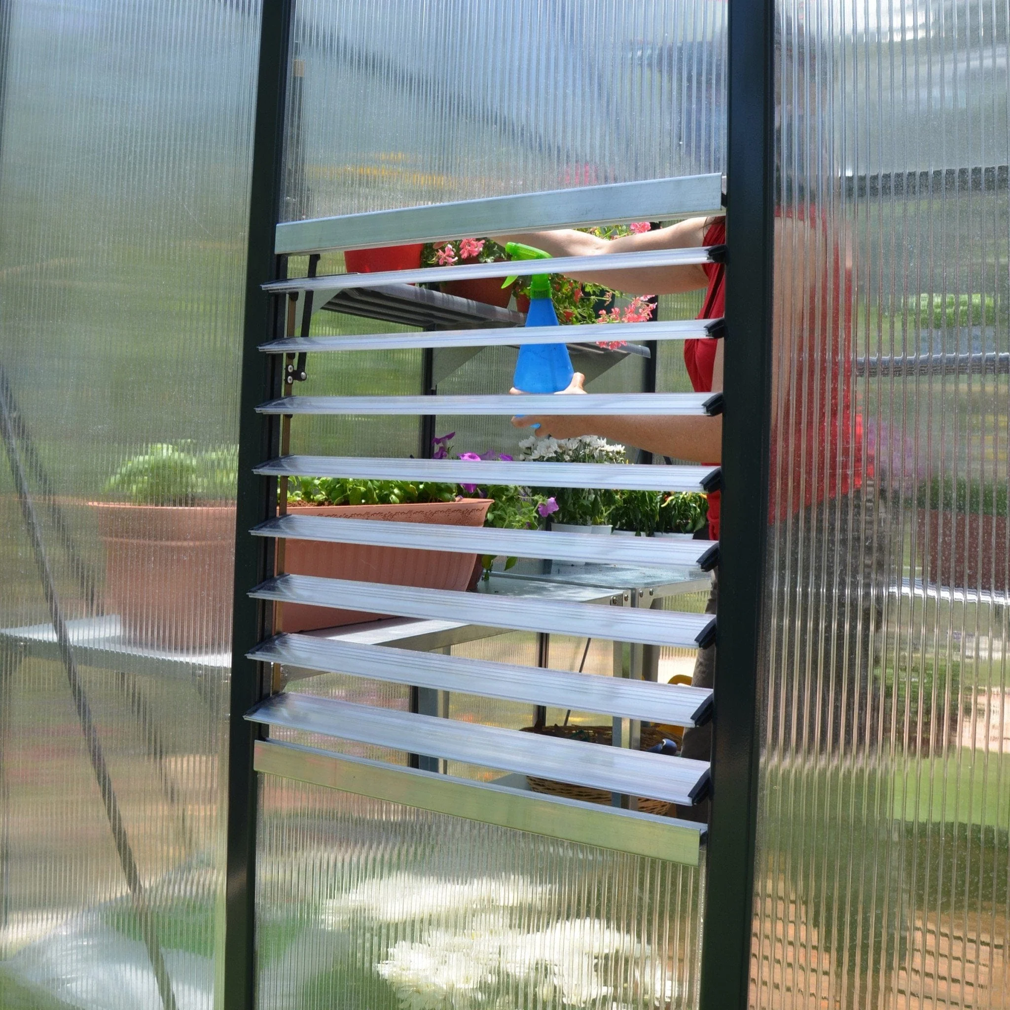 Palram - Canopia | Glory Premium Greenhouse Kit 8 ft Wide - Gray With 10mm Twin-wall Polycarbonate Glazing - Image 24