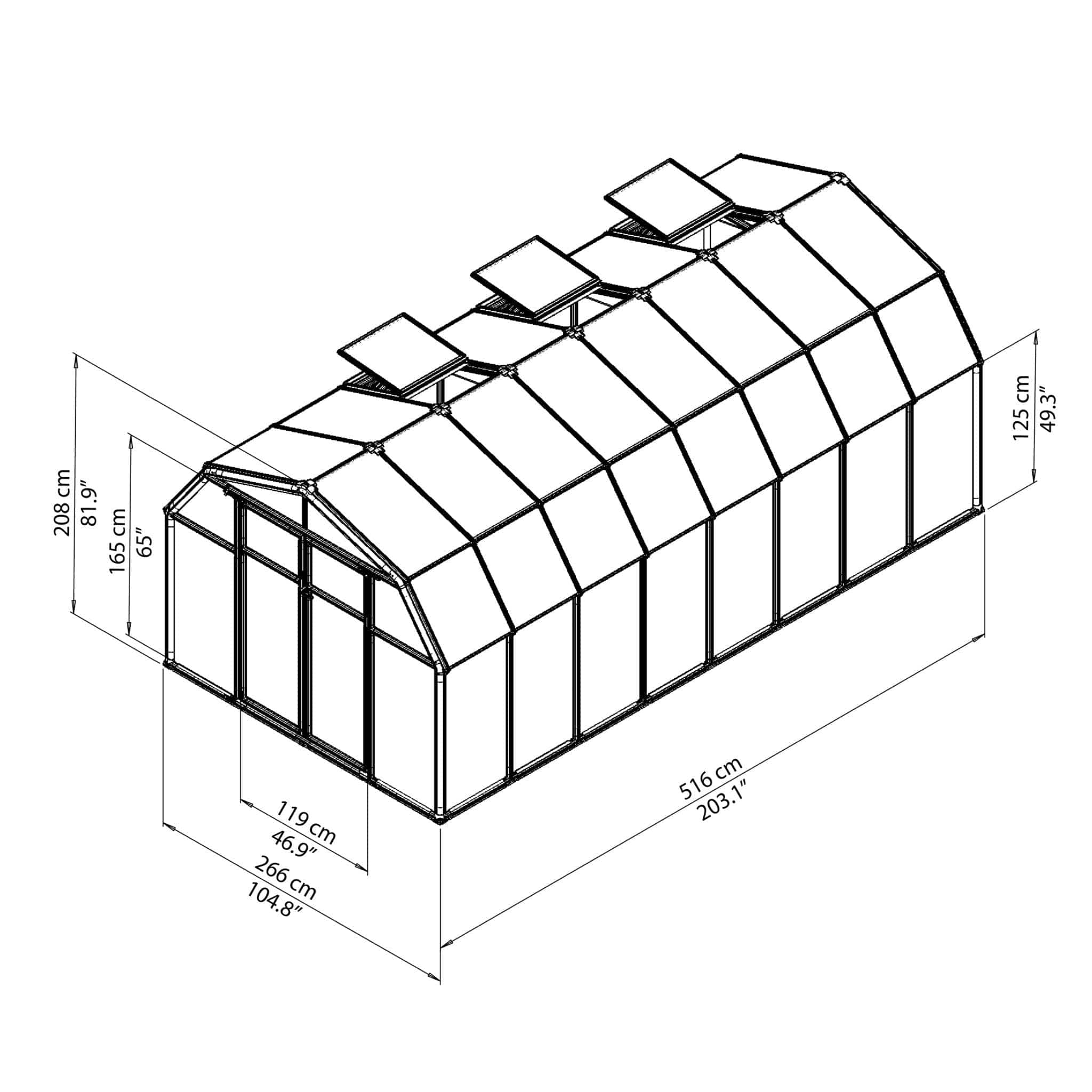 Palram - Canopia | Hobby Gardener Greenhouse Kit - 8 ft Wide - Green With 6mm Twin-wall Polycarbonate Glazing - Image 11