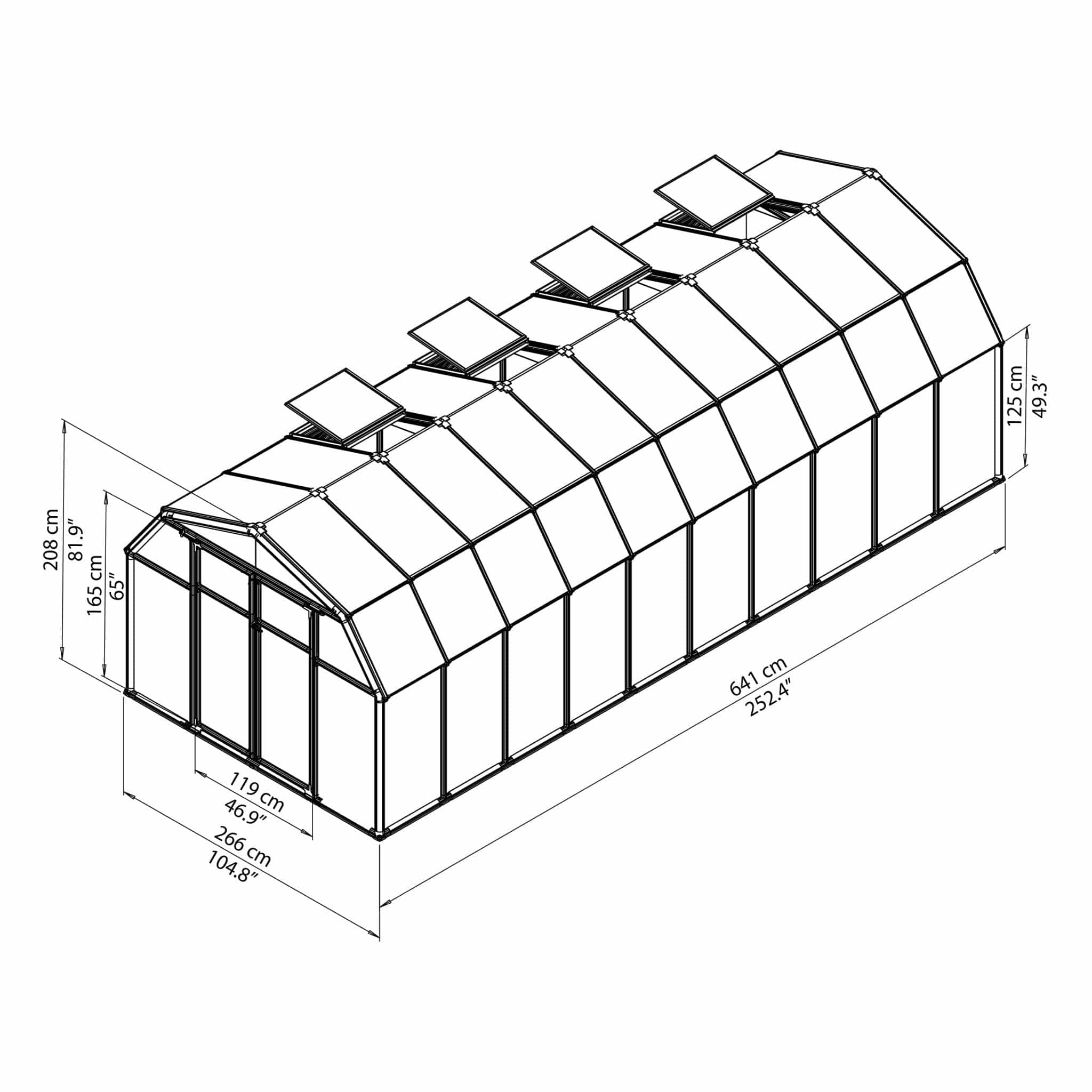 Palram - Canopia | Hobby Gardener Greenhouse Kit - 8 ft Wide - Green With 6mm Twin-wall Polycarbonate Glazing - Image 14