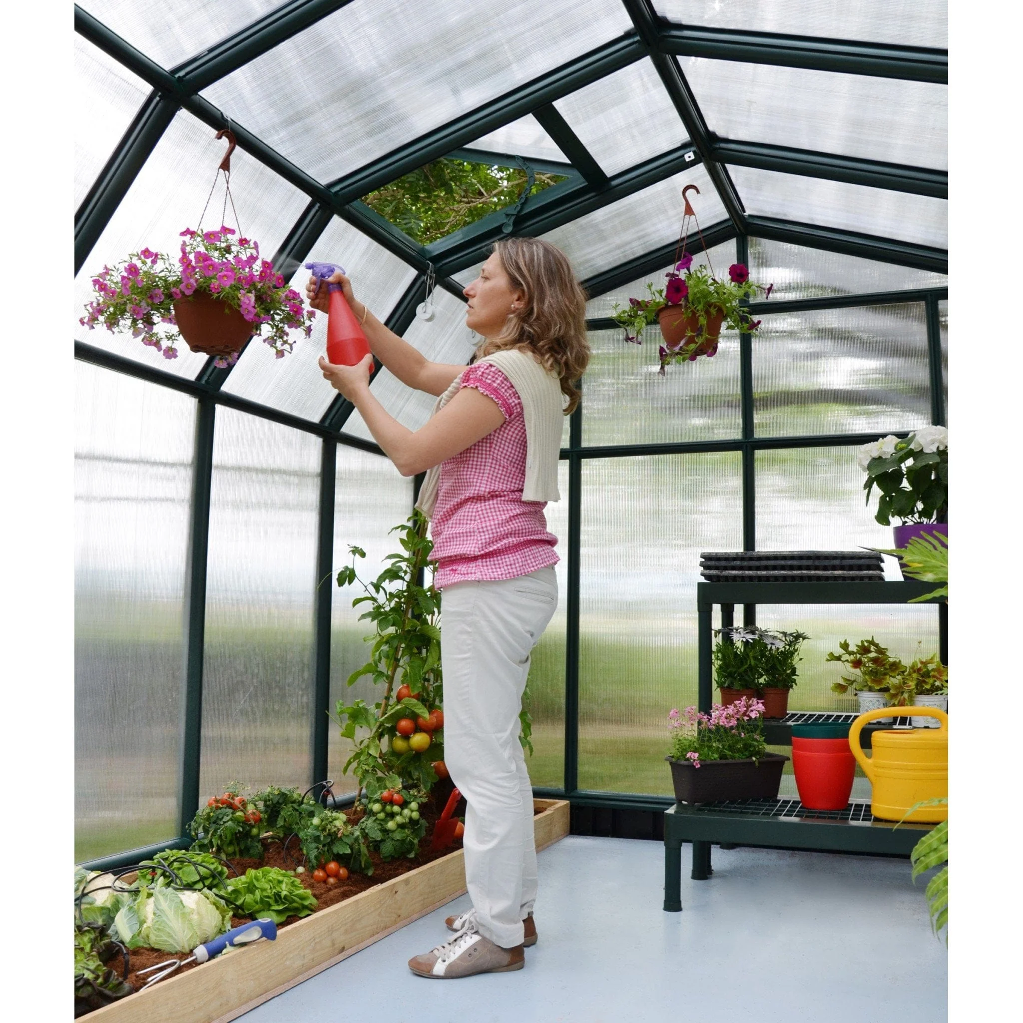 Palram - Canopia | Hobby Gardener Greenhouse Kit - 8 ft Wide - Green With 6mm Twin-wall Polycarbonate Glazing - Image 3