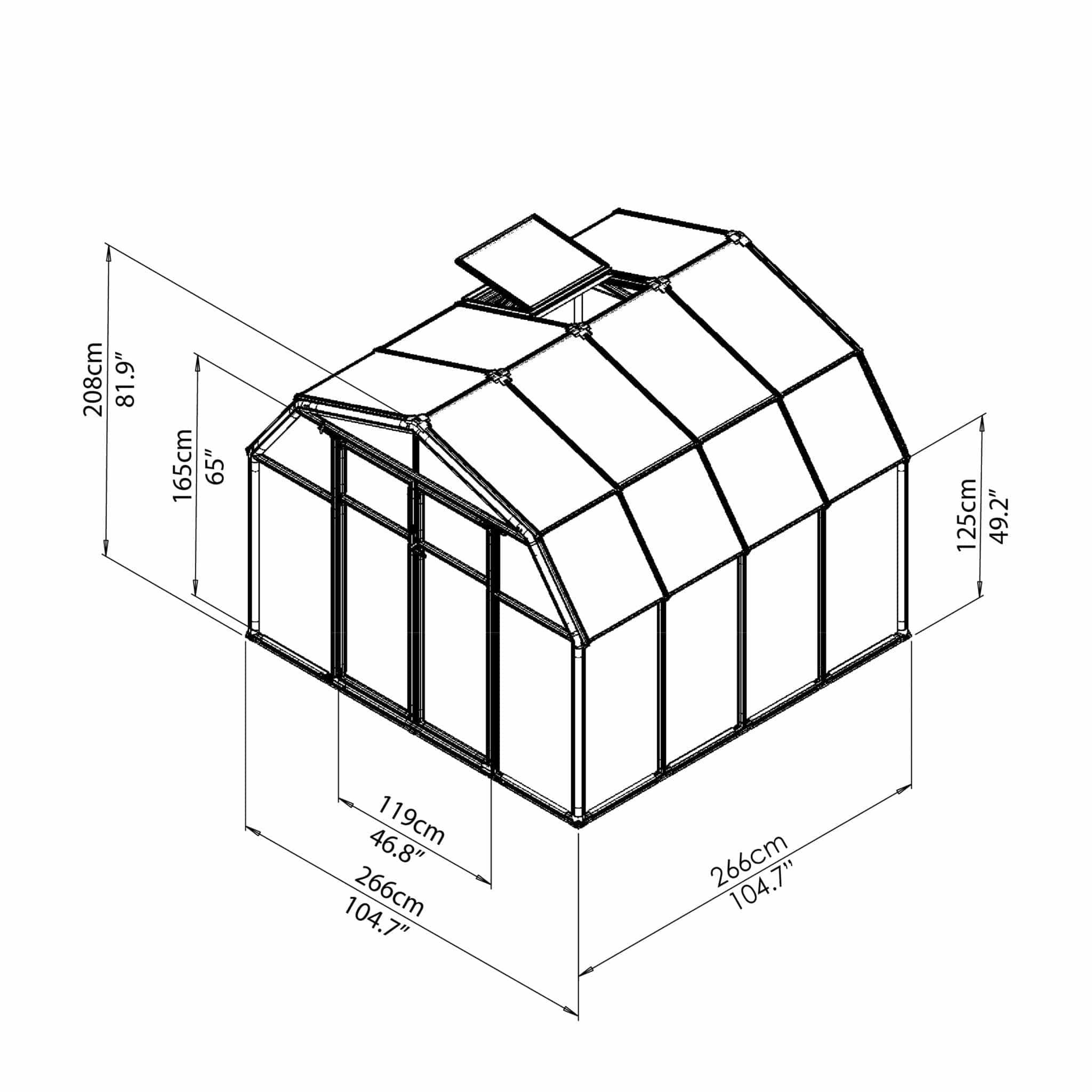 Palram - Canopia | Hobby Gardener Greenhouse Kit - 8 ft Wide - Green With 6mm Twin-wall Polycarbonate Glazing - Image 5