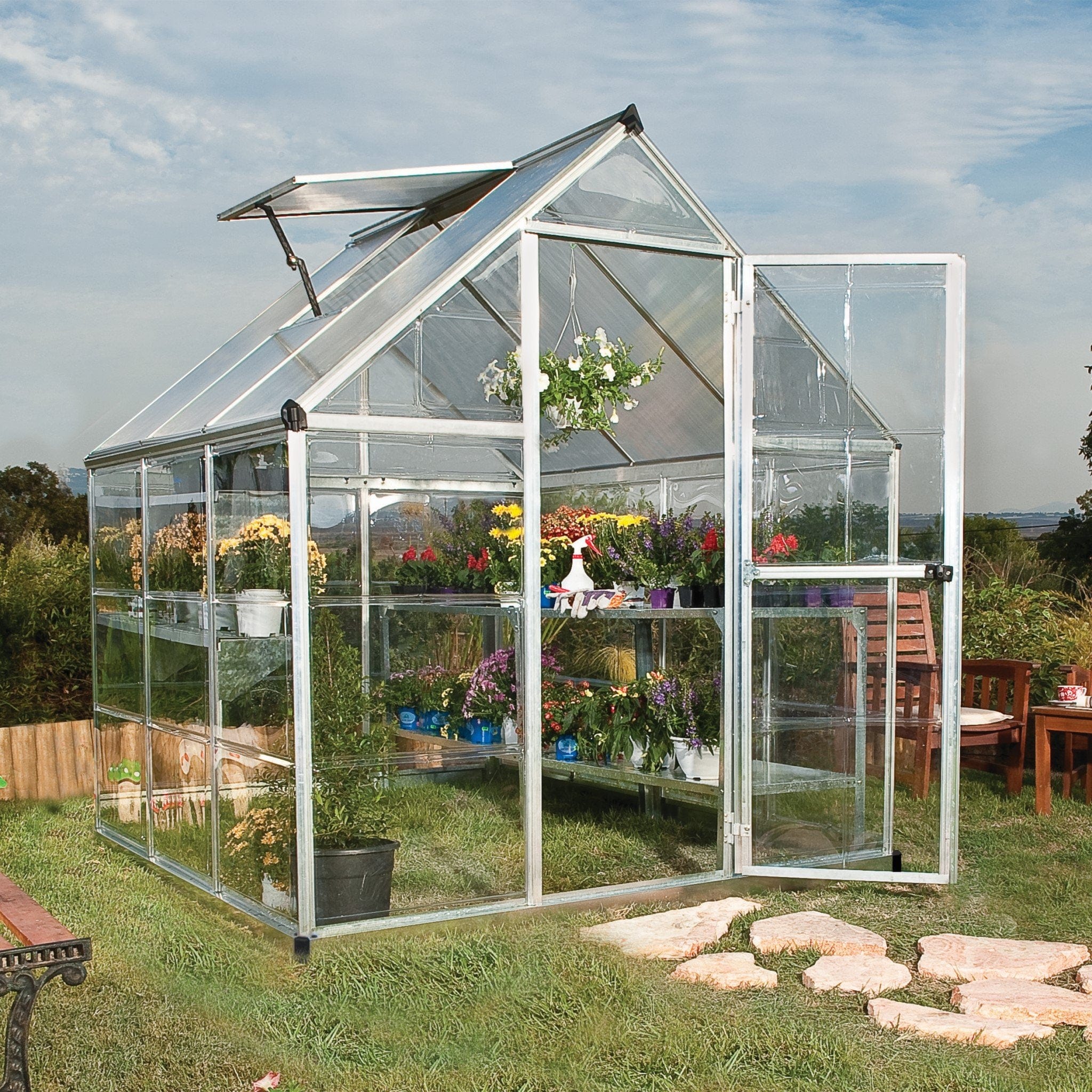 Palram - Canopia | Hybrid Greenhouse Kit - Silver With 0.8mm Polycarbonate Glazing - Image 3