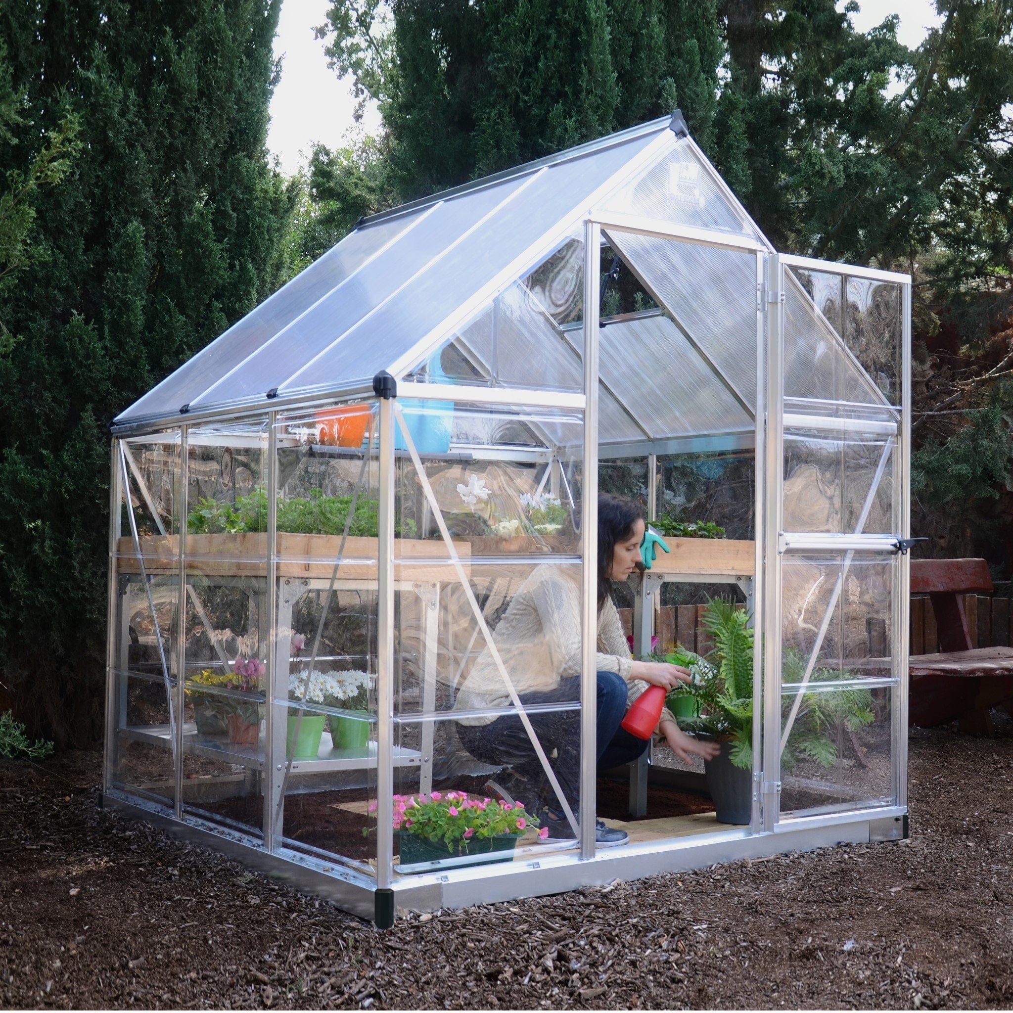 Palram - Canopia | Hybrid Greenhouse Kit - Silver With 0.8mm Polycarbonate Glazing - Image 4