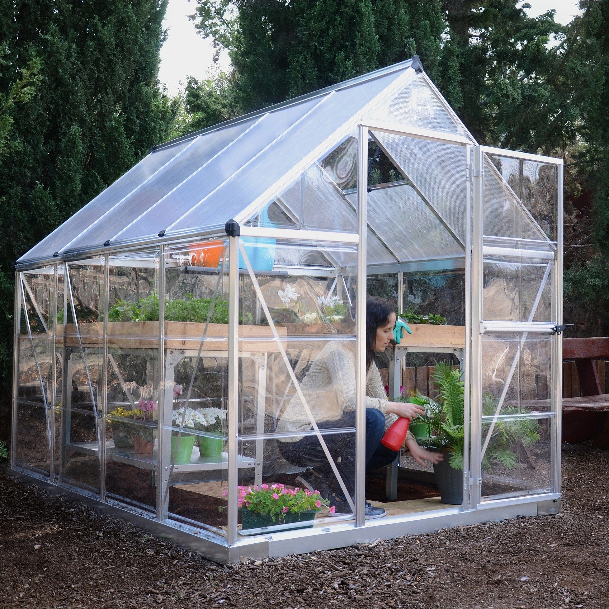 Palram - Canopia | Hybrid Greenhouse Kit - Silver With 0.8mm Polycarbonate Glazing - Image 8