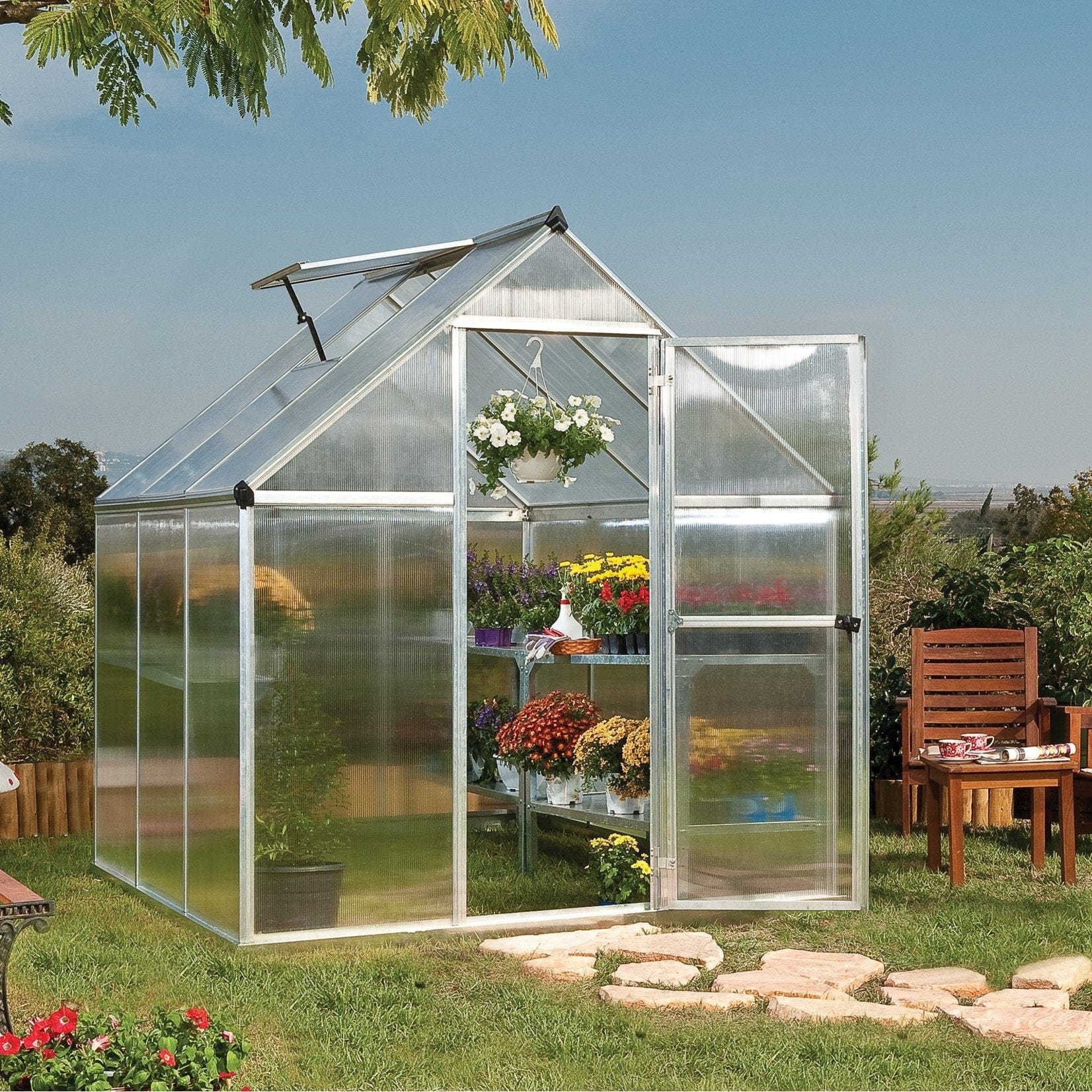 Palram - Canopia | Mythos Greenhouse Kit - 6 Ft Wide - Silver With 4mm Twin-wall Polycarbonate Glazing - Image 7