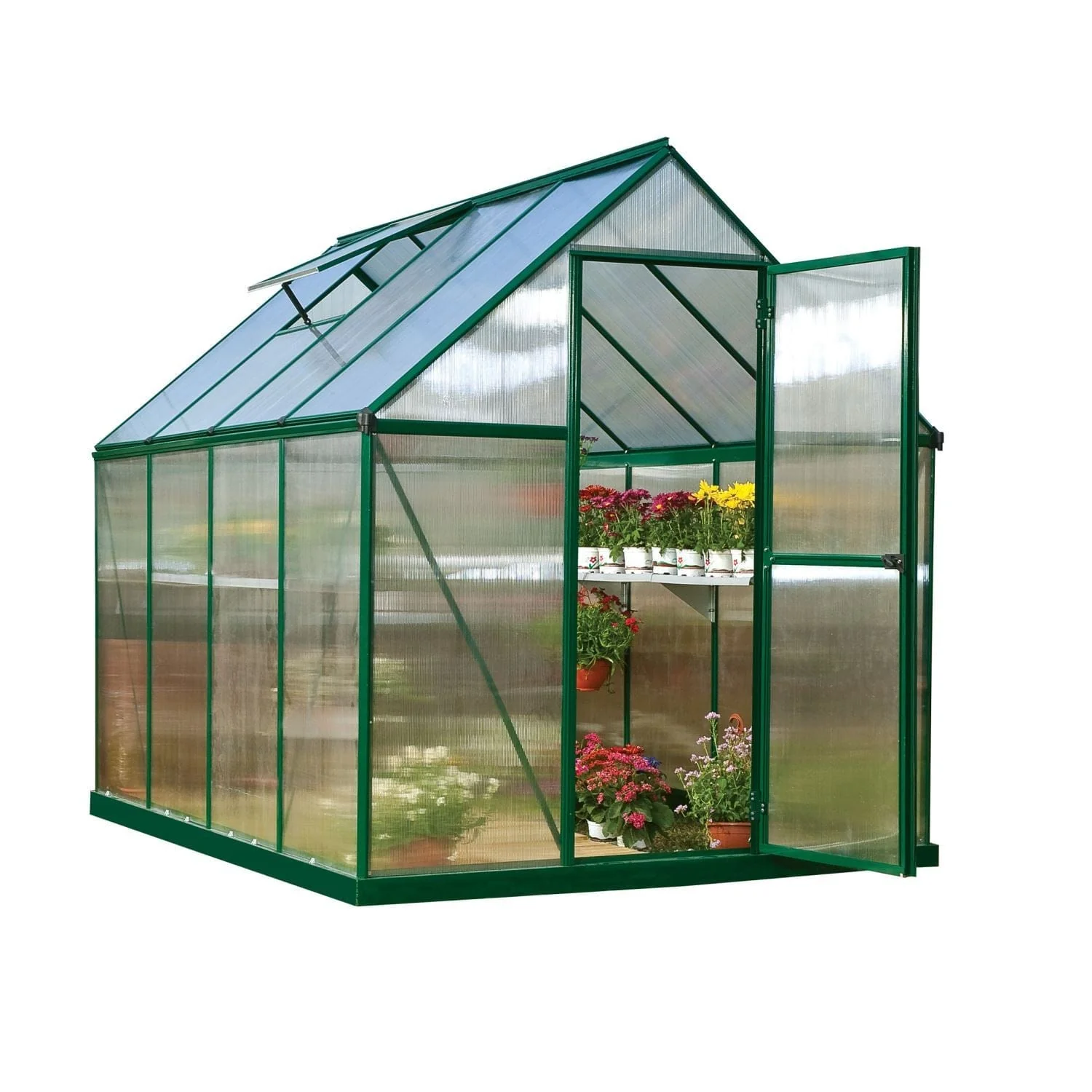 Palram - Canopia | Mythos Greenhouse Kit - 6 ft Wide - Green With 4mm Twin-wall Polycarbonate Glazing - Image 10