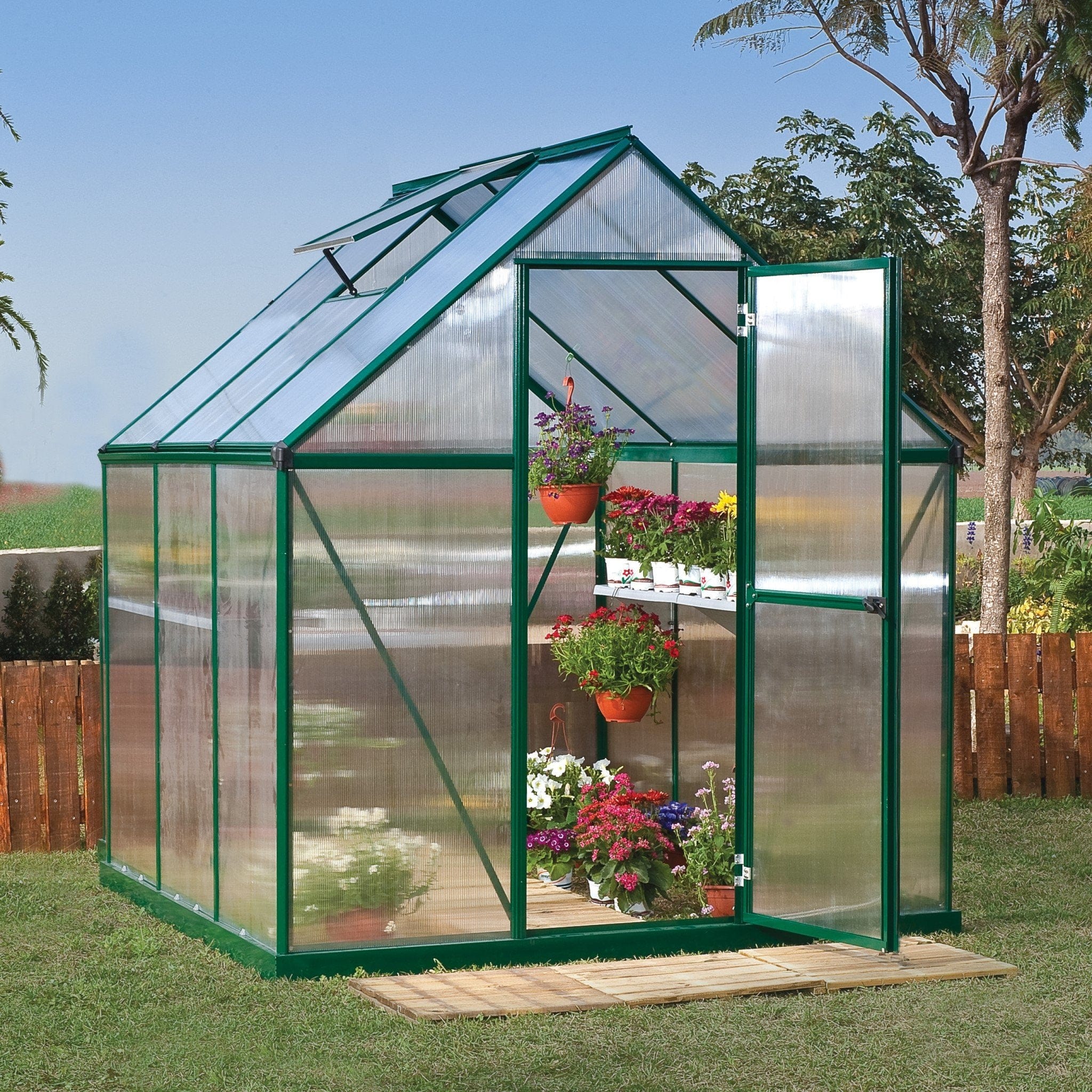 Palram - Canopia | Mythos Greenhouse Kit - 6 ft Wide - Green With 4mm Twin-wall Polycarbonate Glazing - Image 12