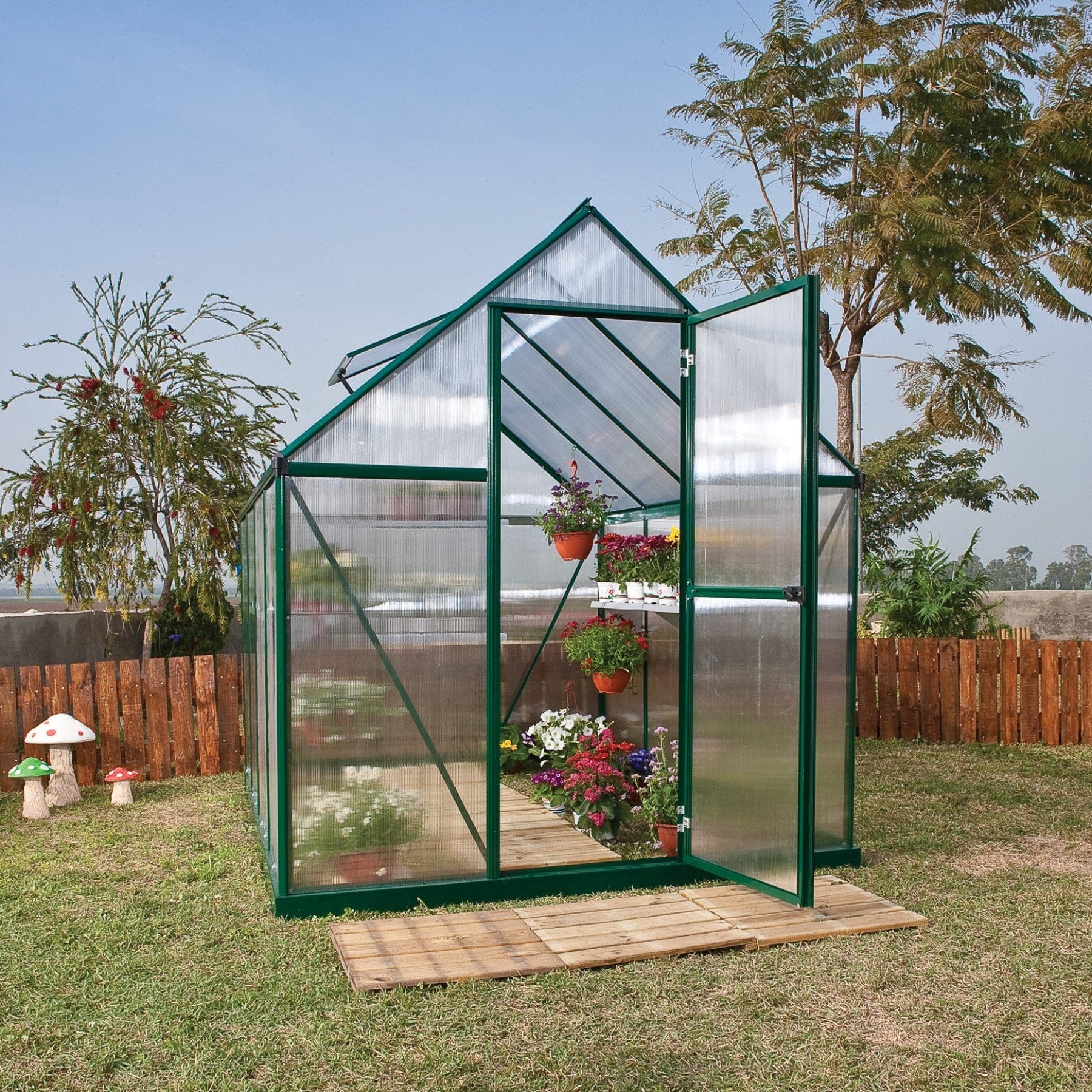 Palram - Canopia | Mythos Greenhouse Kit - 6 ft Wide - Green With 4mm Twin-wall Polycarbonate Glazing - Image 3