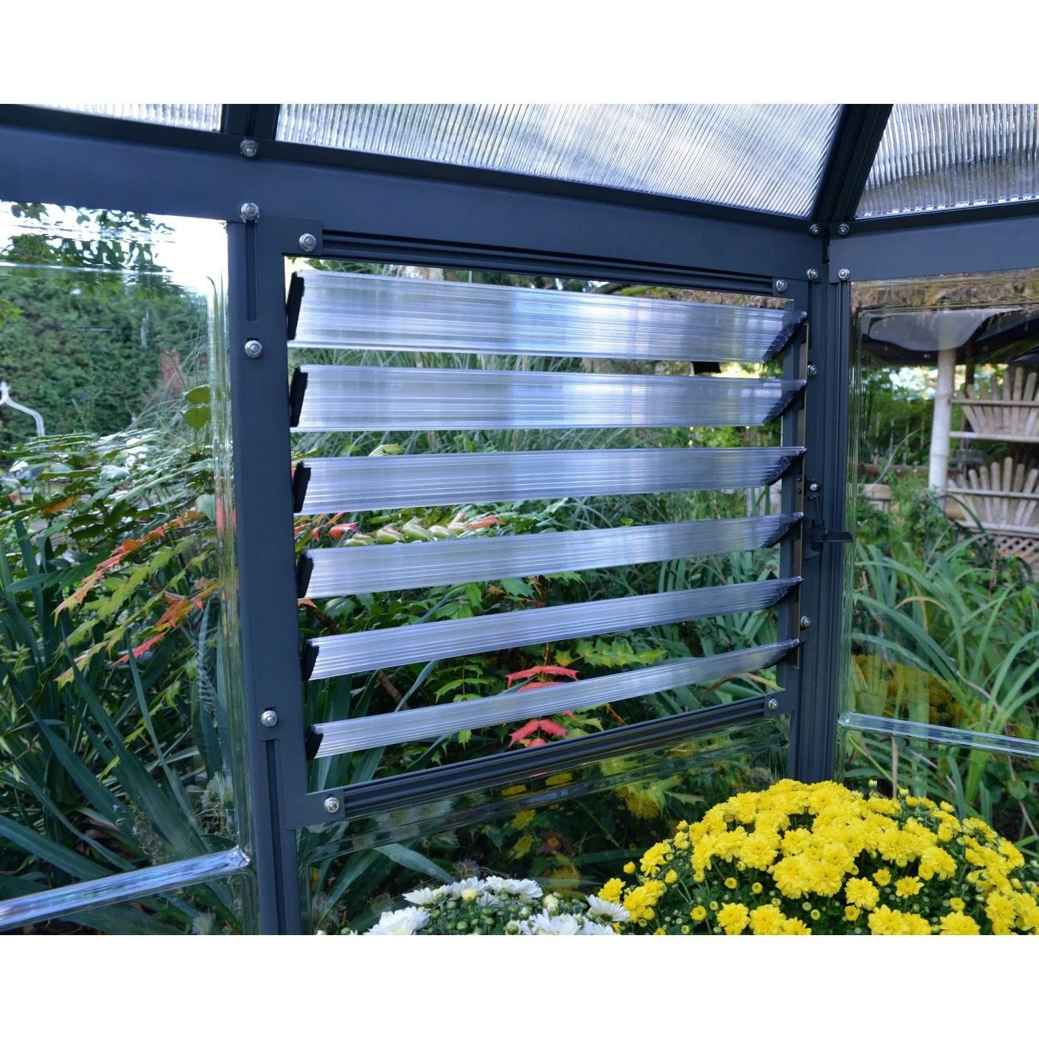 Palram - Canopia | 12x10 ft Oasis Hex Greenhouse Kit - Gray With 0.8mm Polycarbonate Glazing - Image 4