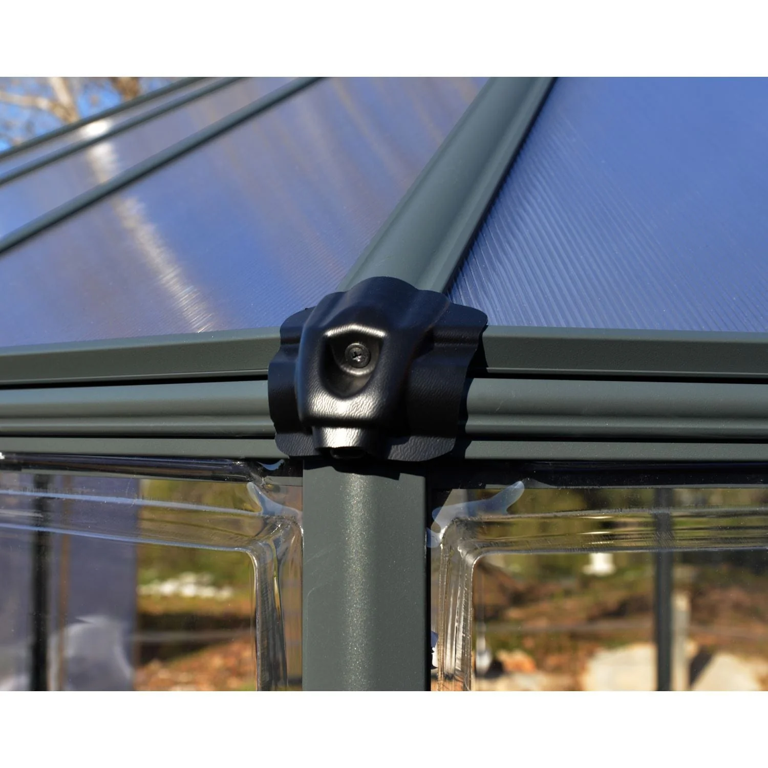 Palram - Canopia | 12x10 ft Oasis Hex Greenhouse Kit - Gray With 0.8mm Polycarbonate Glazing - Image 5