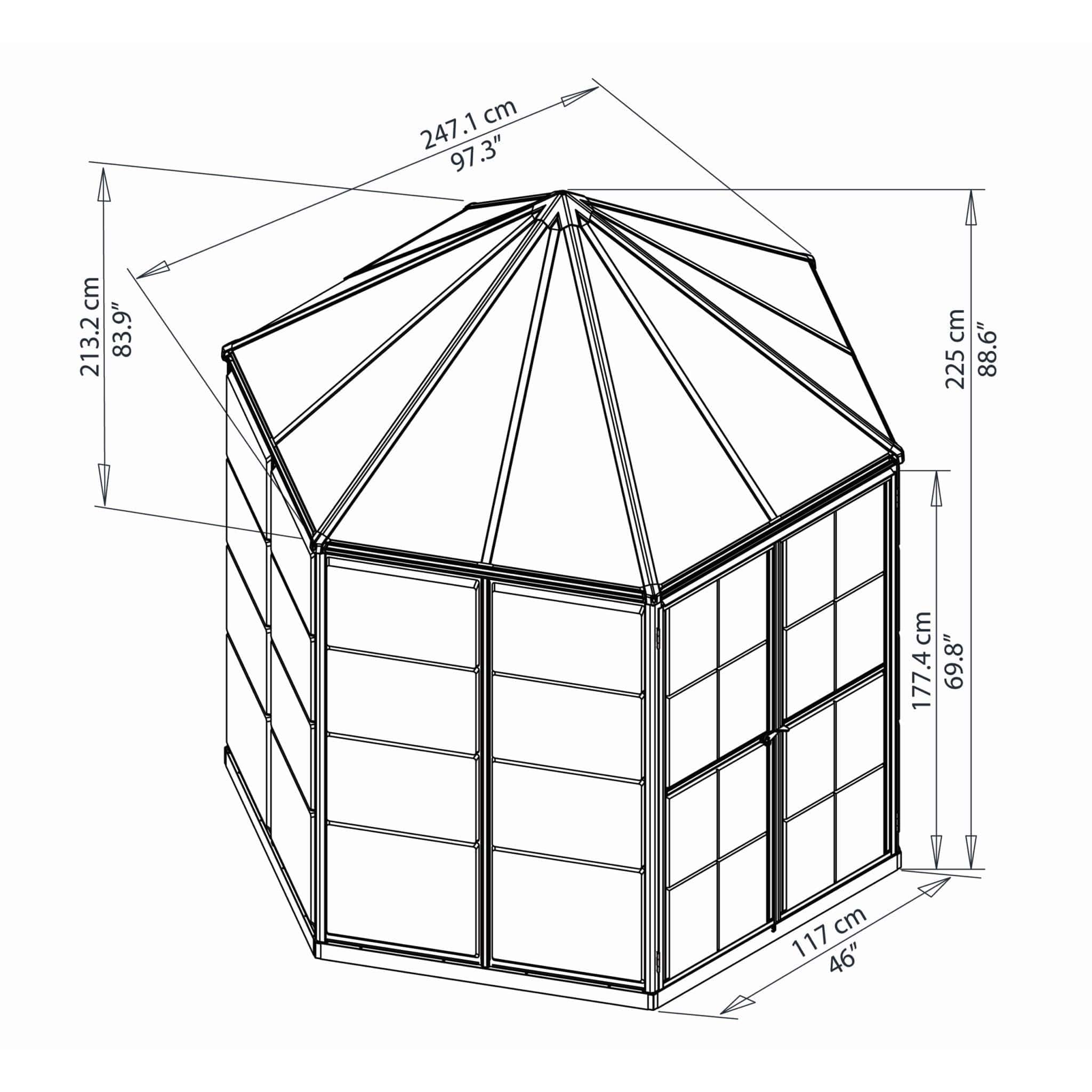 Palram - Canopia | 7x8 ft Oasis Hex Greenhouse Kit - Gray With 0.8mm Polycarbonate Glazing - Image 10