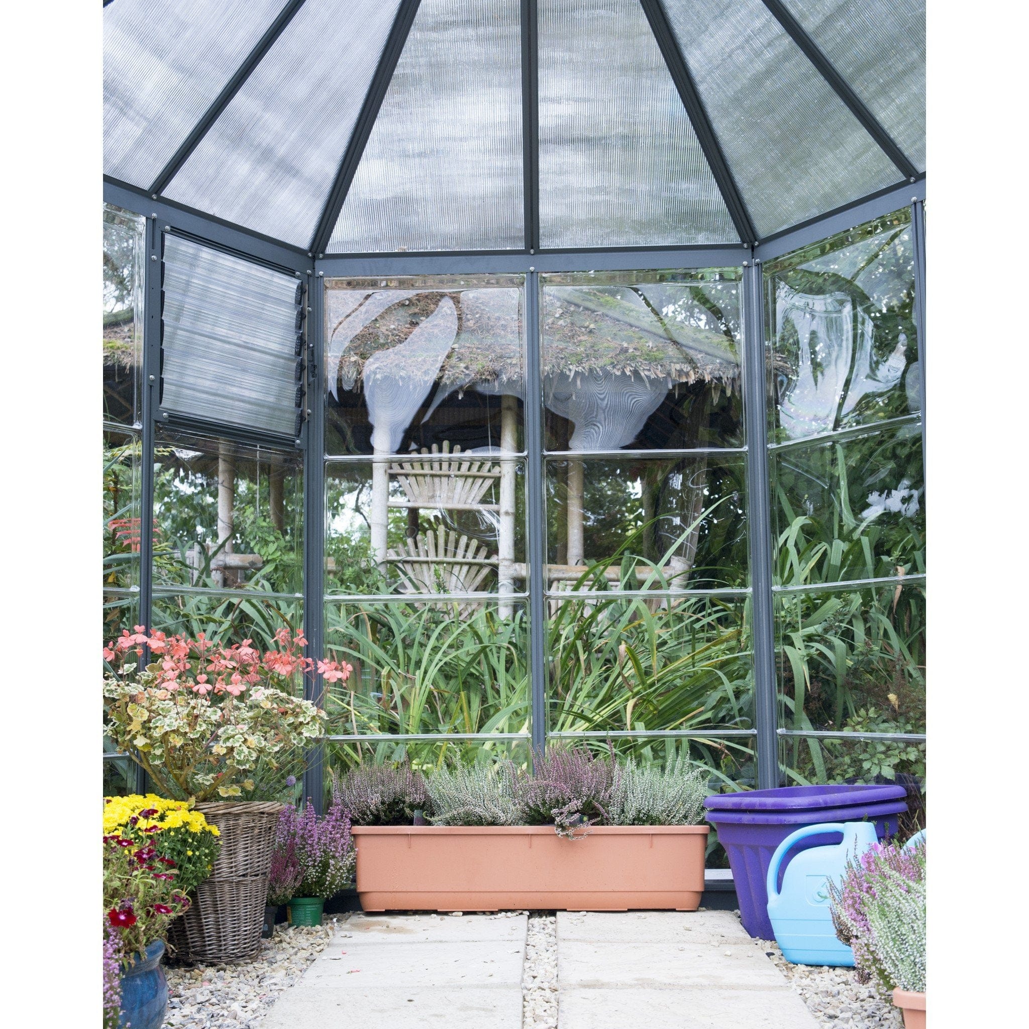 Palram - Canopia | 7x8 ft Oasis Hex Greenhouse Kit - Gray With 0.8mm Polycarbonate Glazing - Image 3