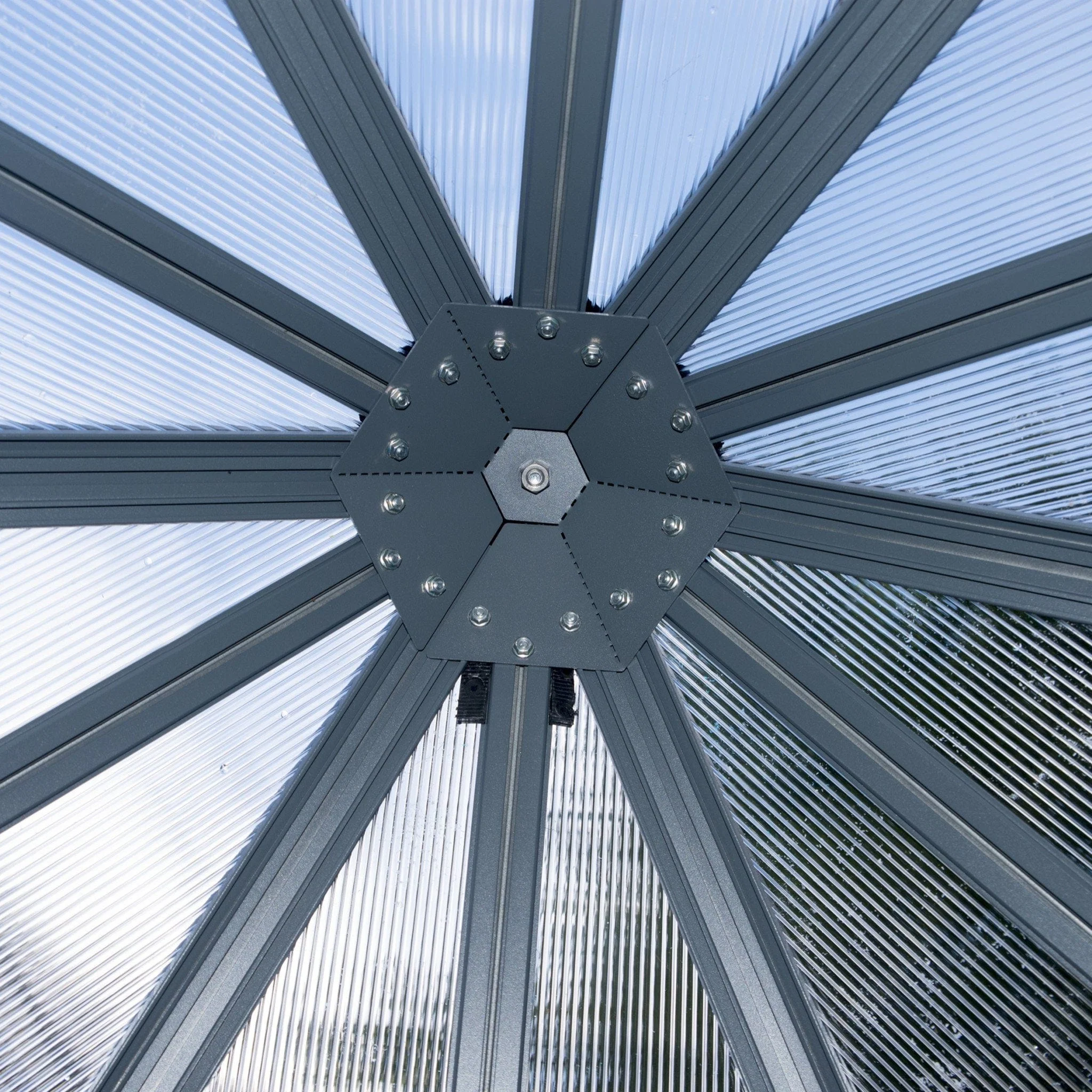 Palram - Canopia | 7x8 ft Oasis Hex Greenhouse Kit - Gray With 0.8mm Polycarbonate Glazing - Image 4