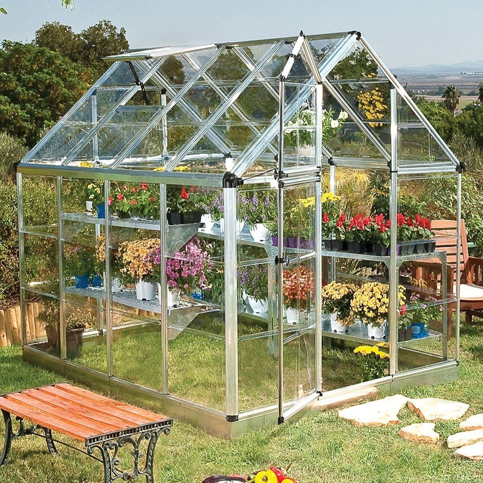 Palram - Canopia | Snap & Grow Greenhouse Kit - 6ft Wide - Silver With 0.8mm Polycarbonate Glazing - Image 2