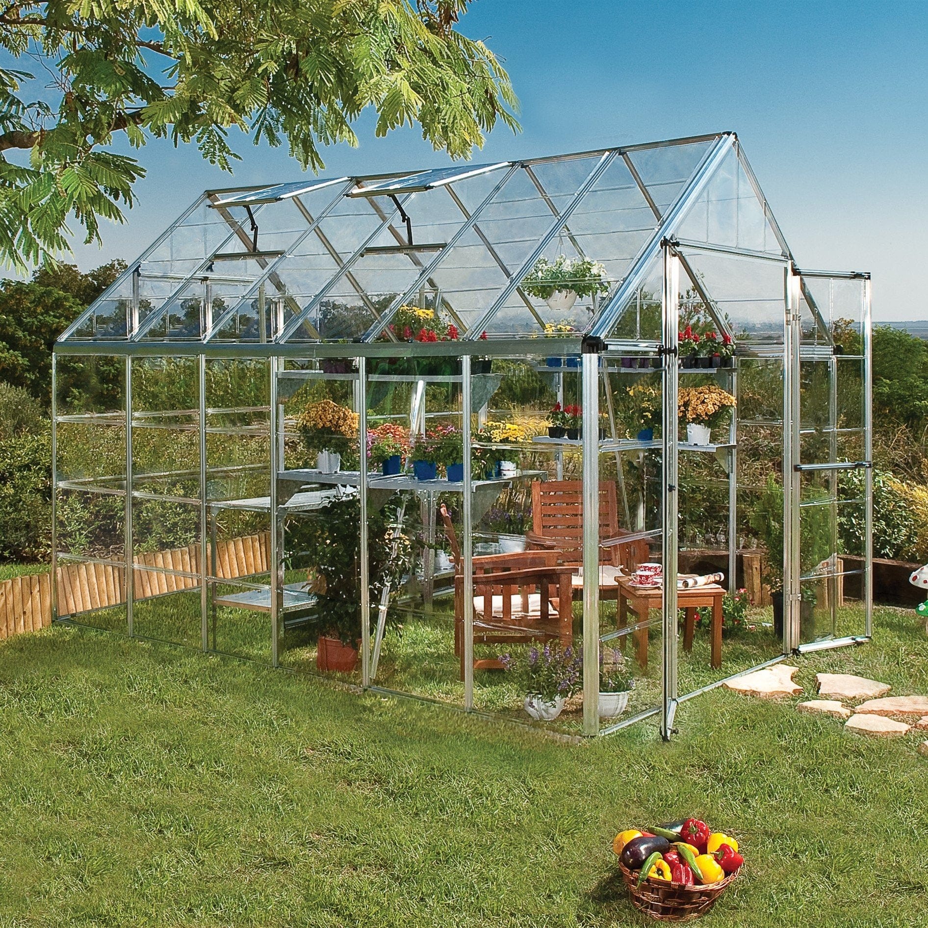 Palram - Canopia | Snap & Grow Greenhouse Kit - 8 Ft Wide - Silver With 0.8mm Polycarbonate Glazing - Image 11