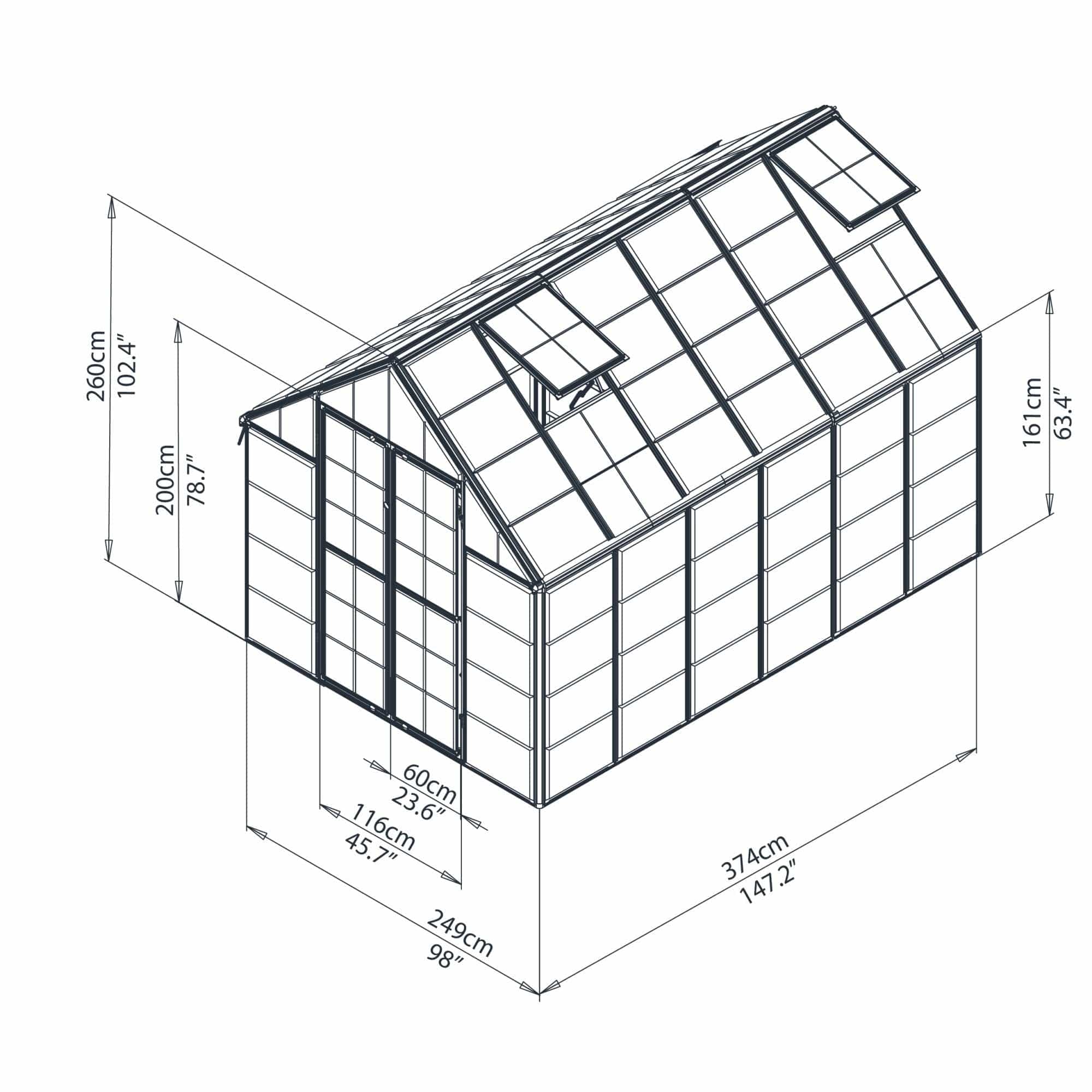 Palram - Canopia | Snap & Grow Greenhouse Kit - 8 Ft Wide - Silver With 0.8mm Polycarbonate Glazing - Image 14