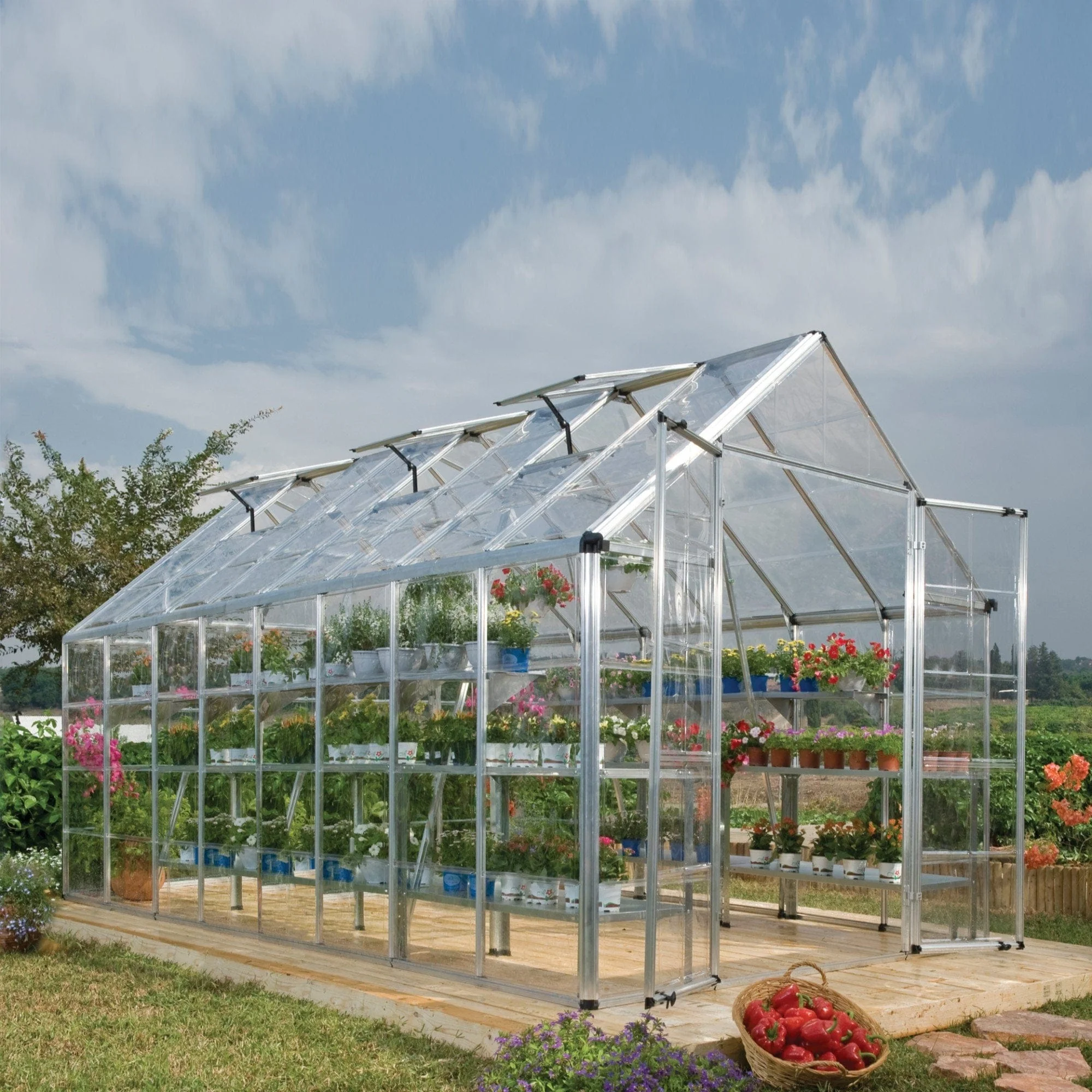Palram - Canopia | Snap & Grow Greenhouse Kit - 8 Ft Wide - Silver With 0.8mm Polycarbonate Glazing - Image 16