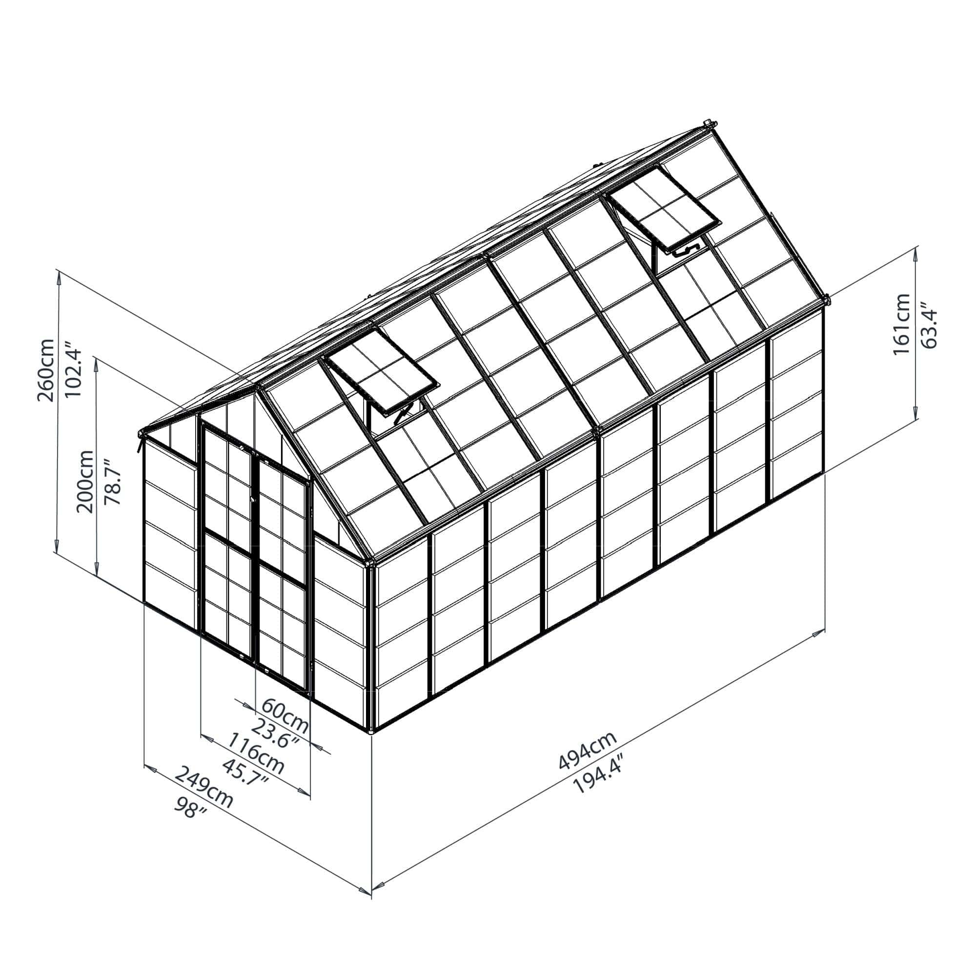 Palram - Canopia | Snap & Grow Greenhouse Kit - 8 Ft Wide - Silver With 0.8mm Polycarbonate Glazing - Image 17