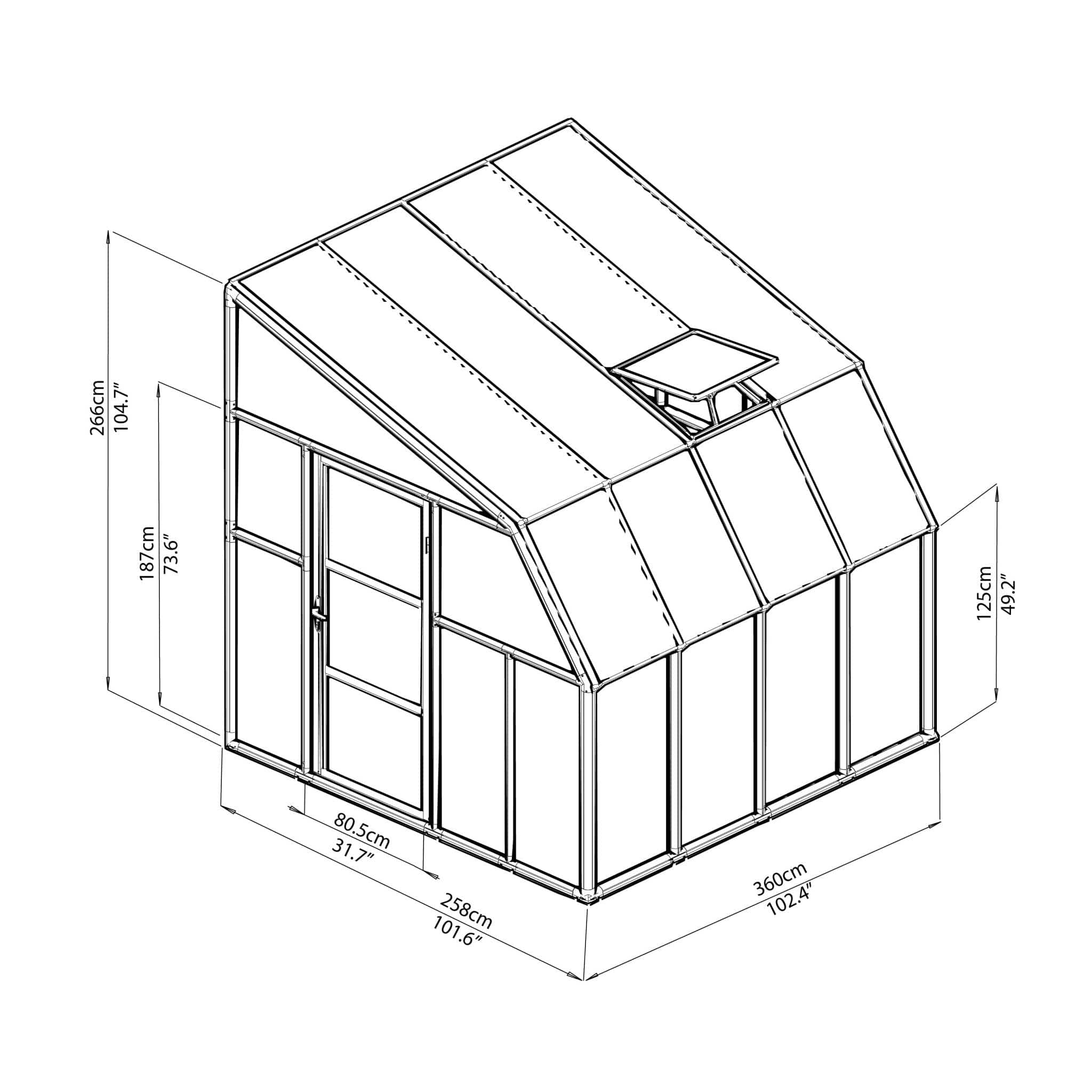 Palram - Canopia | Sun Room Eight Sunroom Enclosure, Lean To Greenhouse Kit - Image 4