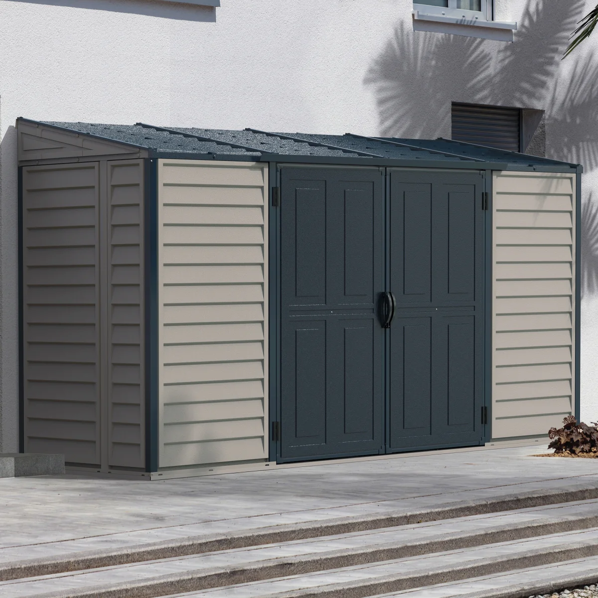 DuraMax | 10x4 ft SideMate Plus Pro Vinyl Plastic Storage Shed with Double Doors and Foundation - Image 9