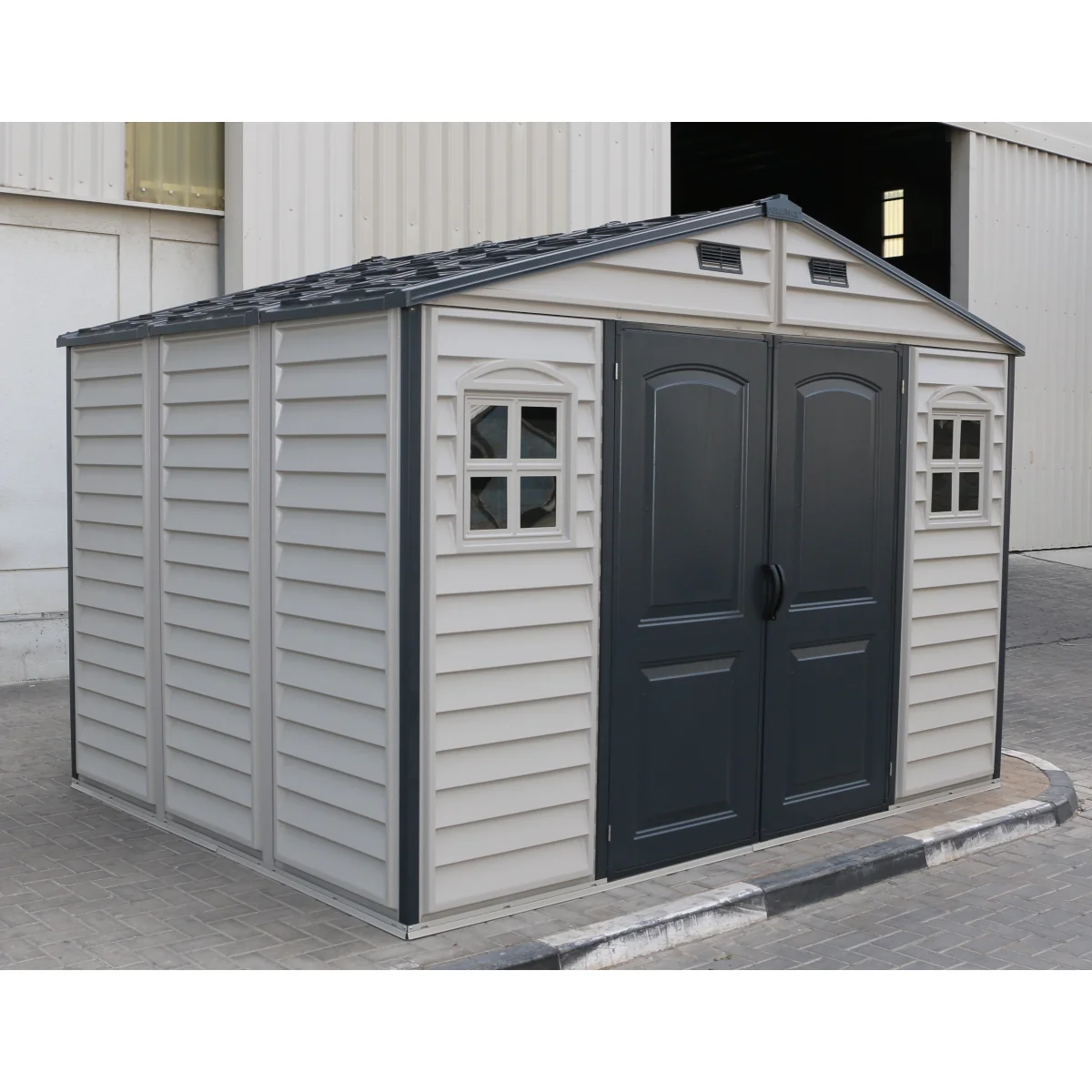 DuraMax | 10x8x7 ft Woodside Plus Vinyl Plastic Storage Shed with Foundation - Image 2