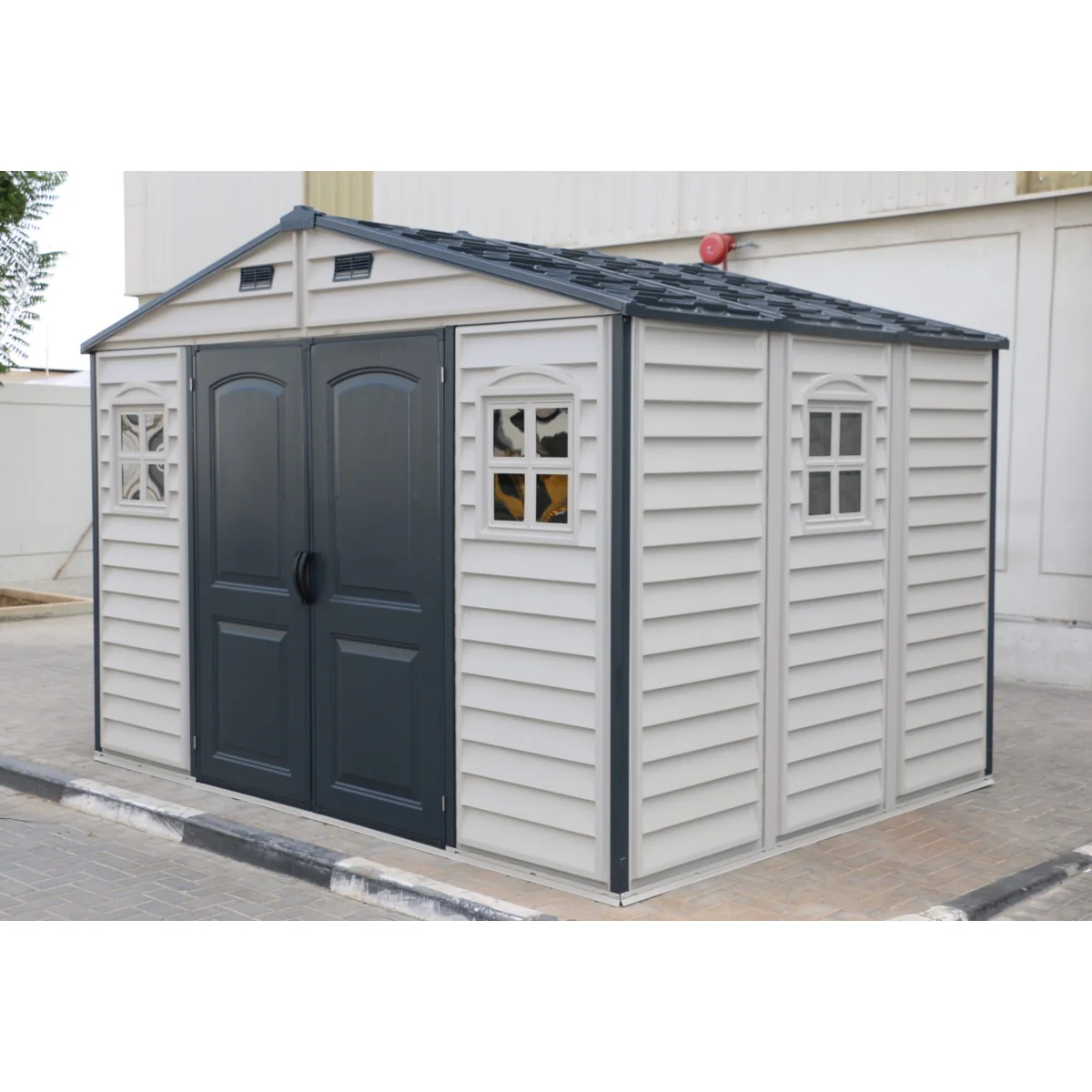 DuraMax | 10x8x7 ft Woodside Plus Vinyl Plastic Storage Shed with Foundation - Image 4