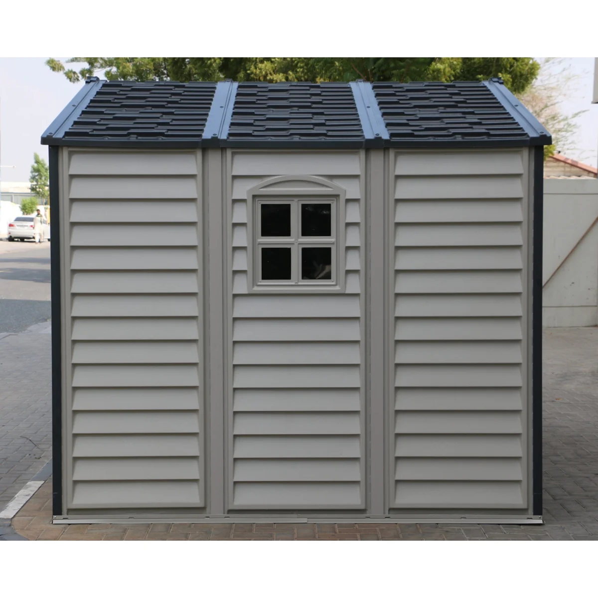 DuraMax | 10x8x7 ft Woodside Plus Vinyl Plastic Storage Shed with Foundation - Image 5