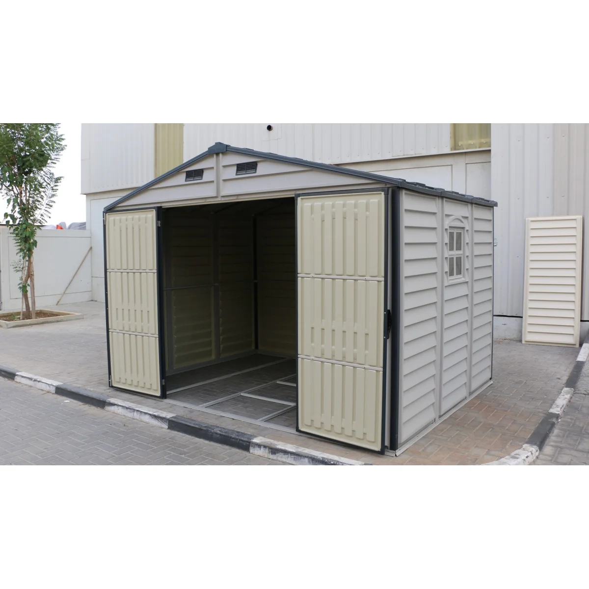 DuraMax | 10x8x7 ft Woodside Plus Vinyl Plastic Storage Shed with Foundation - Image 8