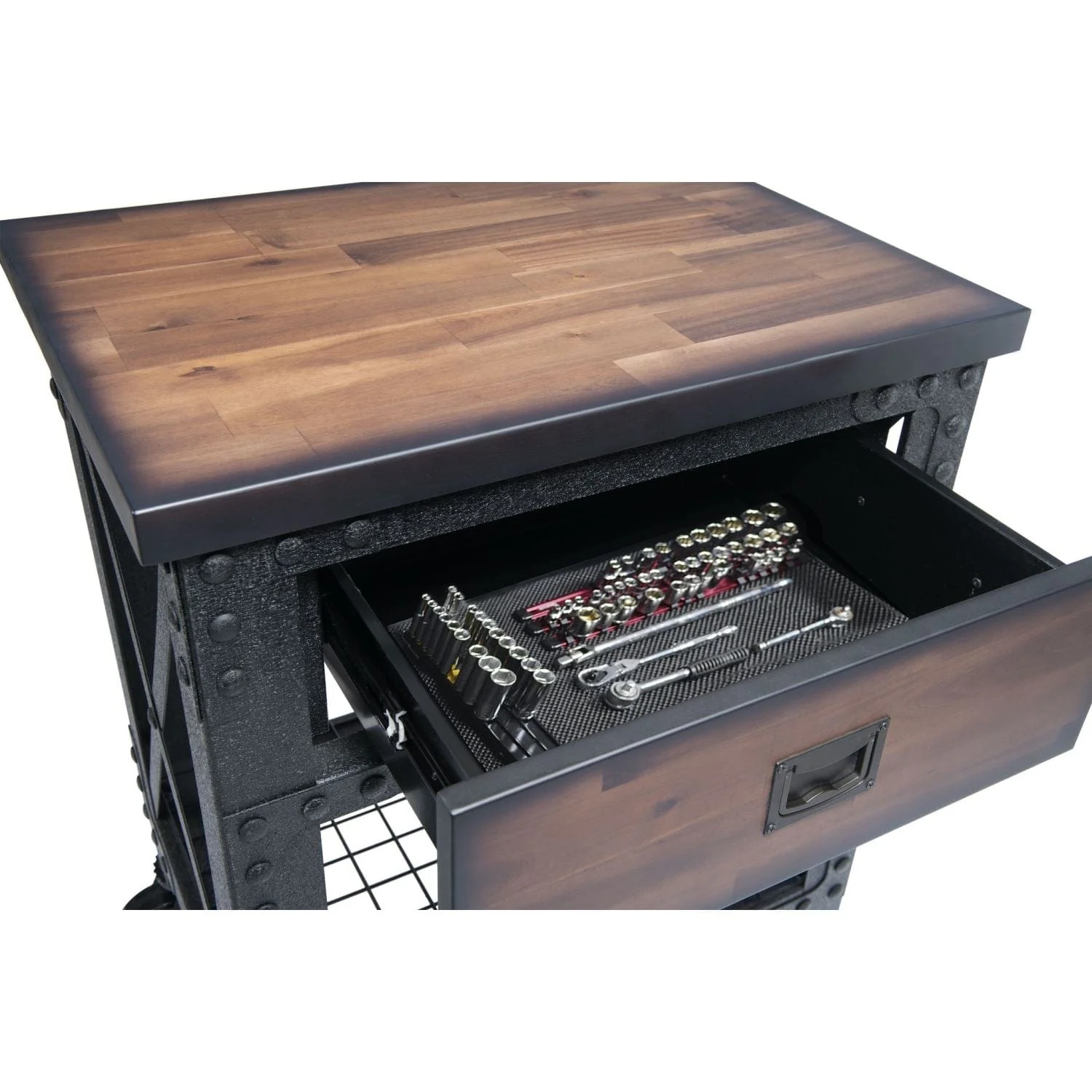 DuraMax | 27.6 In. x 20 In. 1 Drawer Rolling Industrial Workbench with Wood Top - Image 8