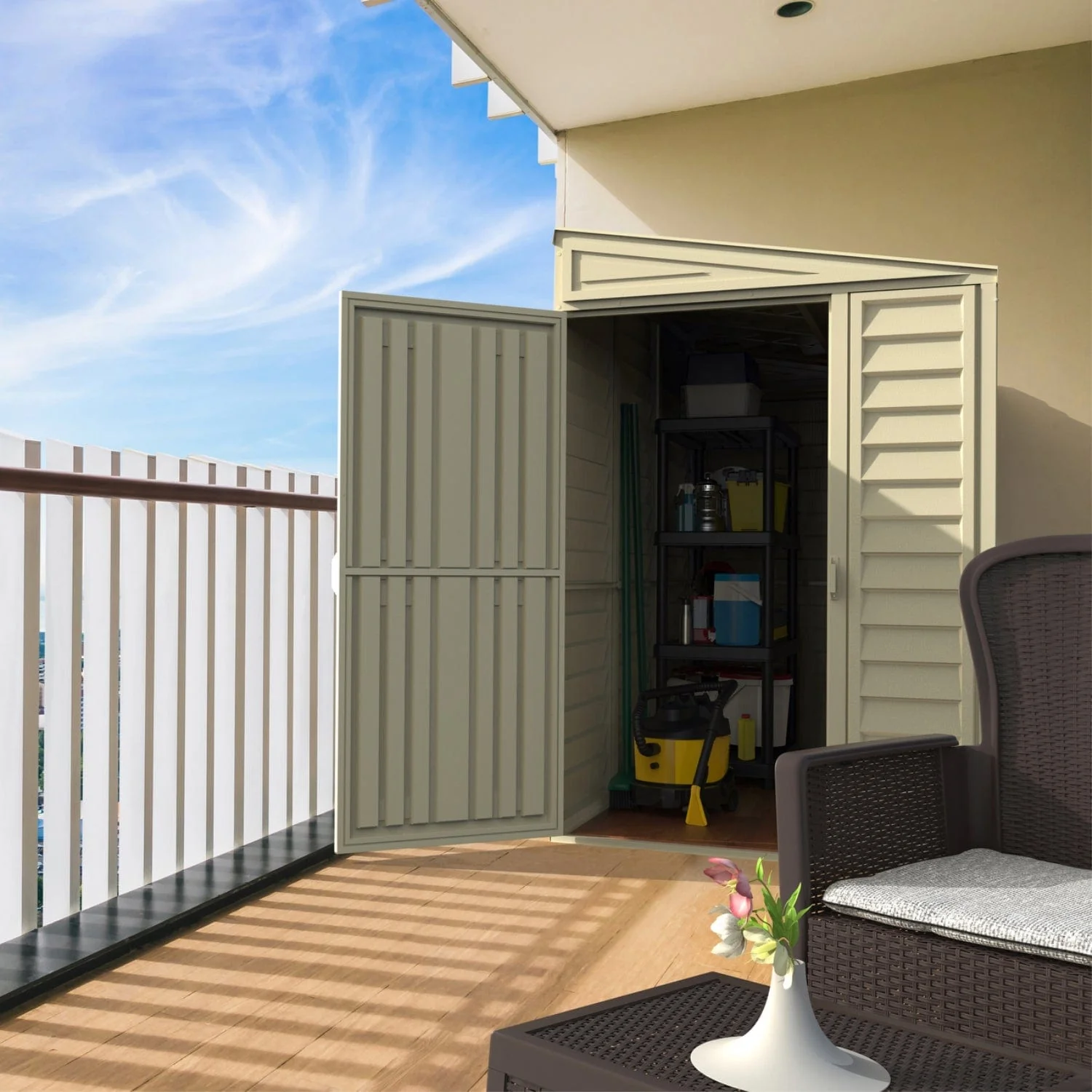 DuraMax | 4 ft Wide SideMate Vinyl Plastic Storage Shed with Foundation - Image 13