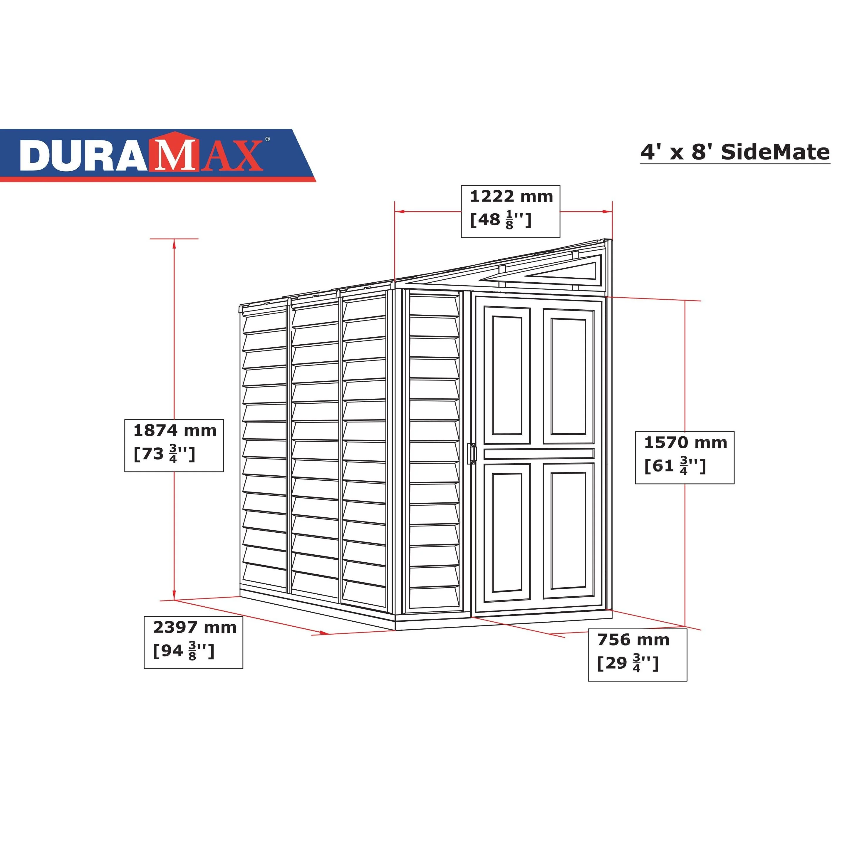 DuraMax | 4 ft Wide SideMate Vinyl Plastic Storage Shed with Foundation - Image 28
