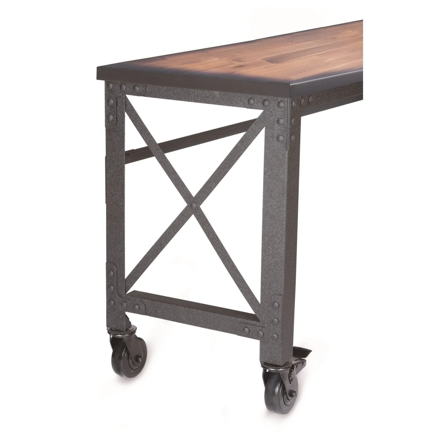 DuraMax | 46 In. x 24 In. Rolling Industrial Worktable Desk With Solid Wood Top - Image 6