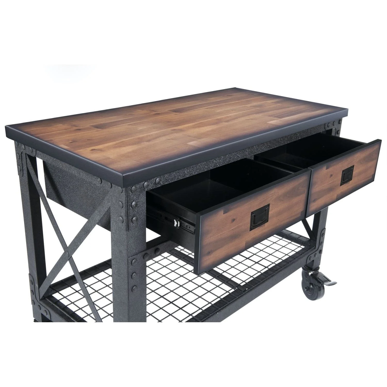 DuraMax | 48 In x 24 In. 2 Drawer Rolling Industrial Workbench With Wood Top - Image 6