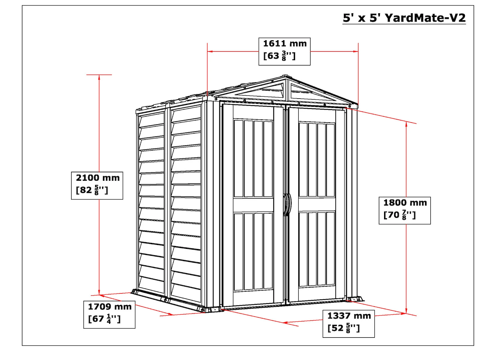 DuraMax | 5.5x5.5x6 ft YardMate Plus Vinyl Plastic Storage Shed with Floor - Image 11