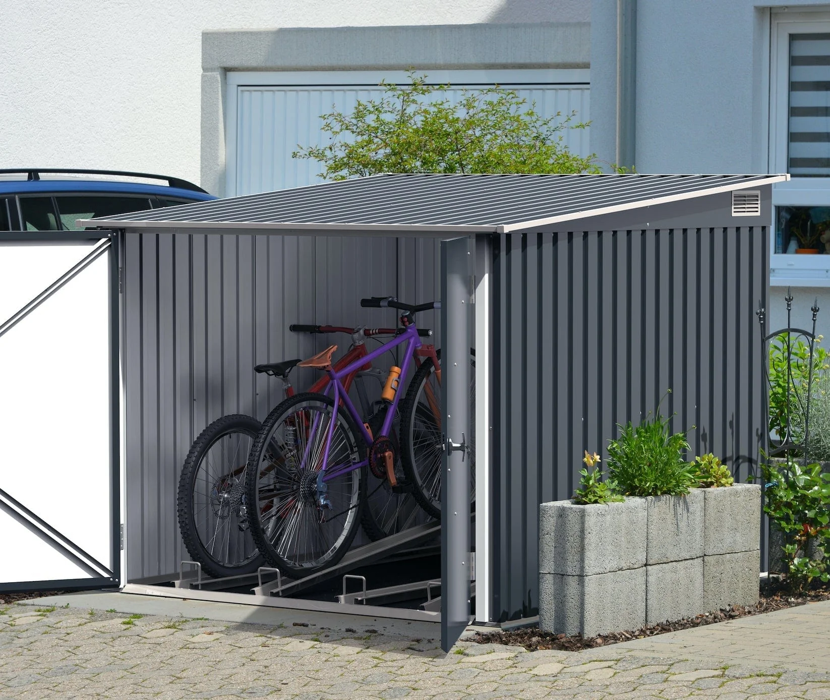 DuraMax | 6x6 ft Galvanized Steel Bicycle Storage Shed with Floor - Image 16