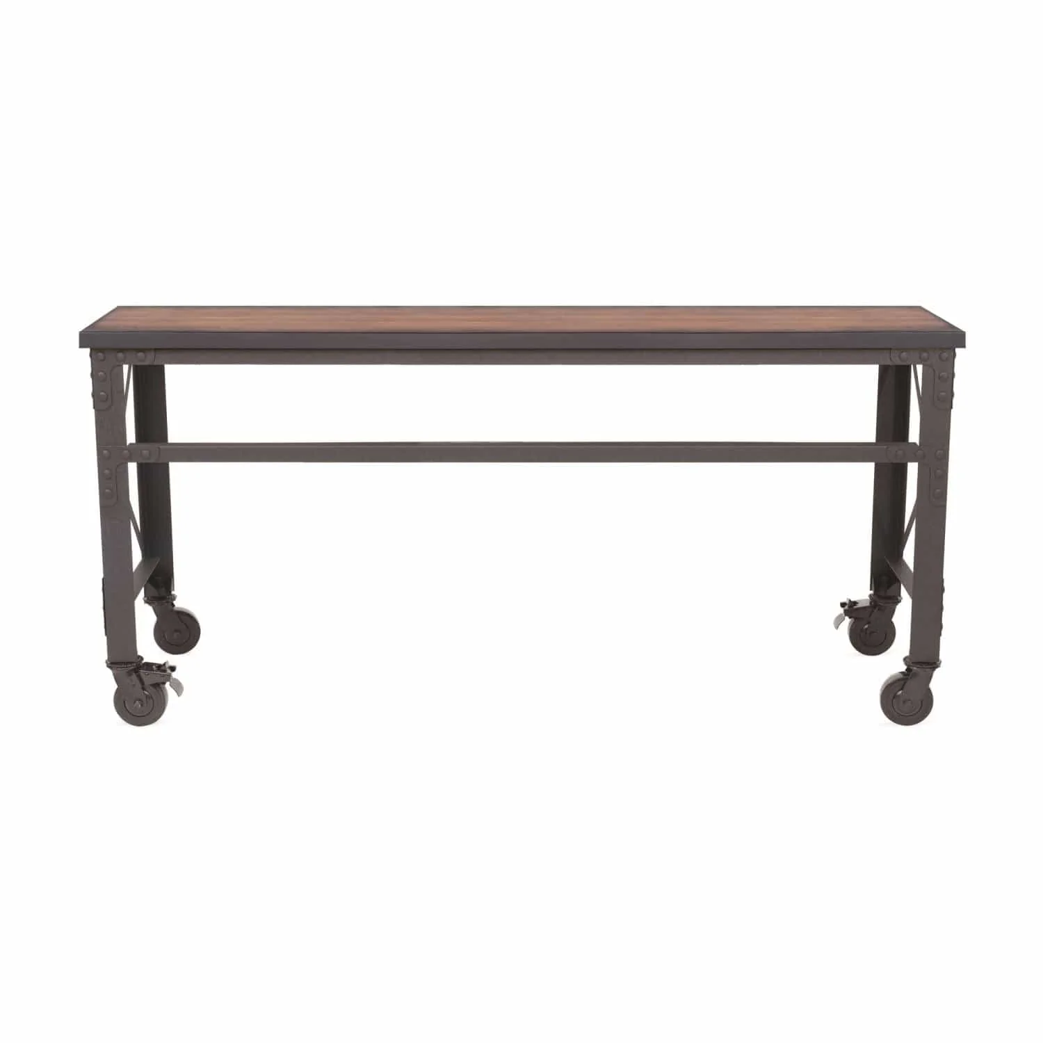 DuraMax | 72 In. x 24 In. Rolling Industrial Worktable Desk With Solid Wood Top - Image 4