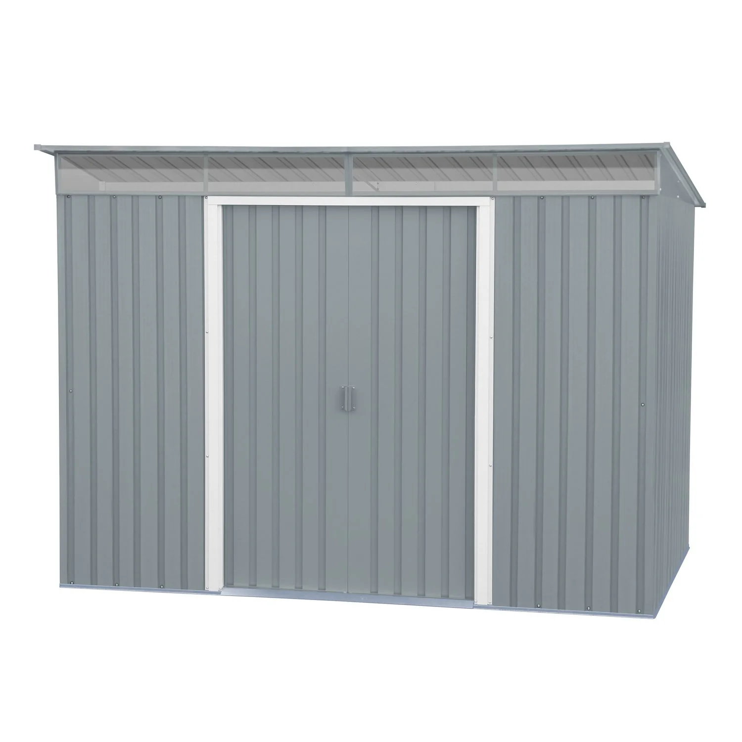 DuraMax | 8x6 ft Top Pent Roof Metal Storage Shed With Skylight - Light Gray - Image 3