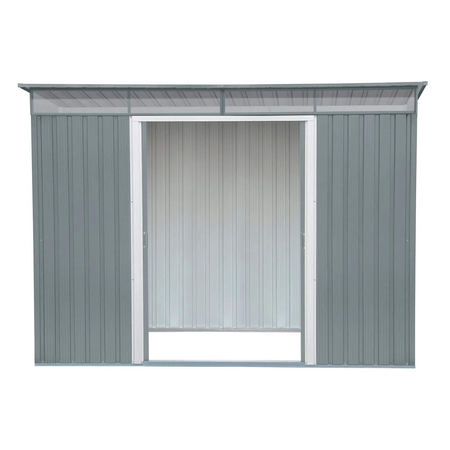 DuraMax | 8x6 ft Top Pent Roof Metal Storage Shed With Skylight - Light Gray - Image 4