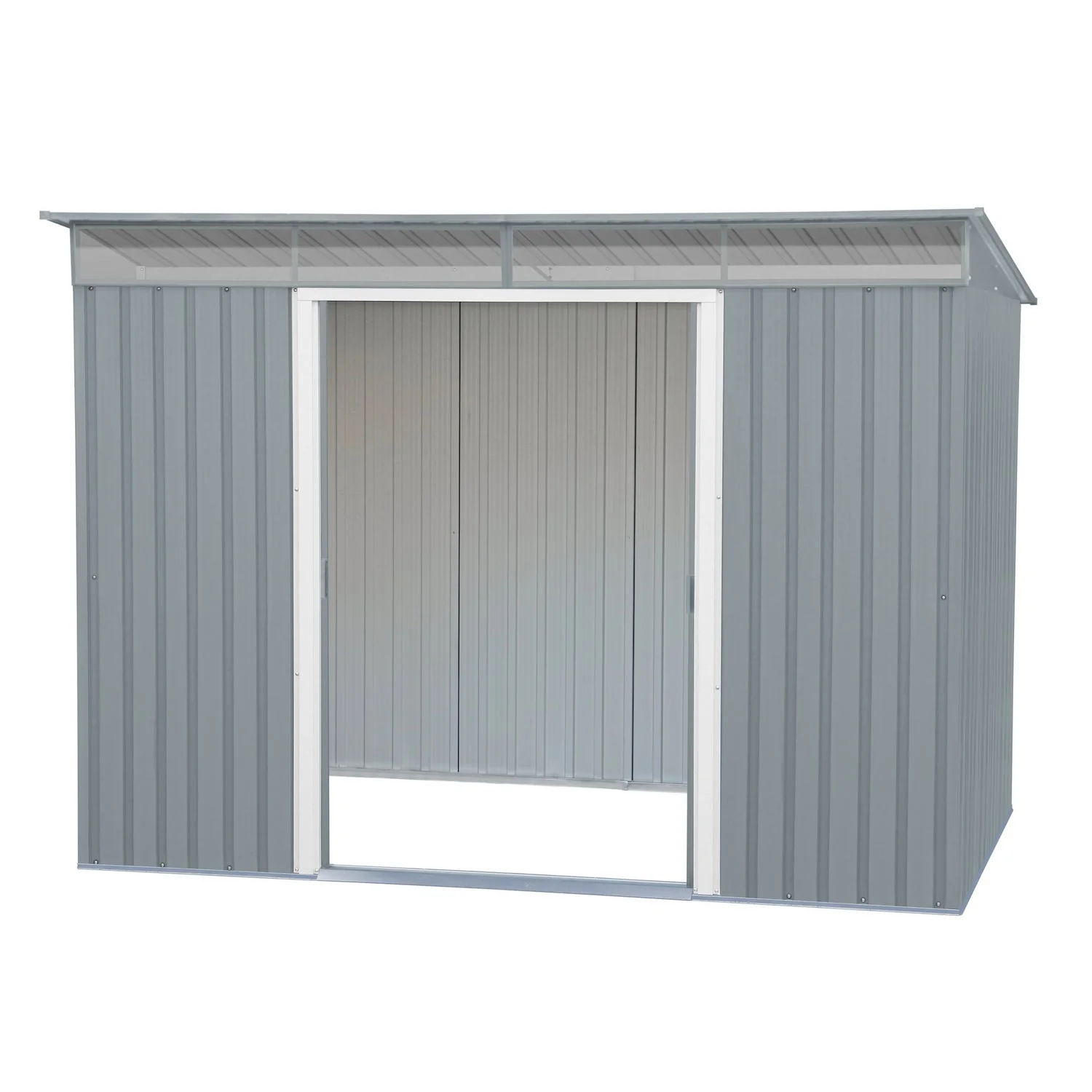DuraMax | 8x6 ft Top Pent Roof Metal Storage Shed With Skylight - Light Gray - Image 5