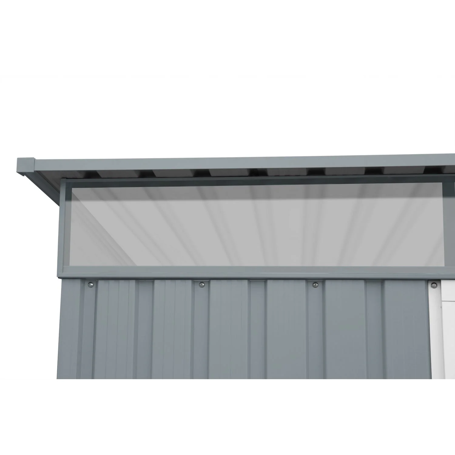 DuraMax | 8x6 ft Top Pent Roof Metal Storage Shed With Skylight - Light Gray - Image 6