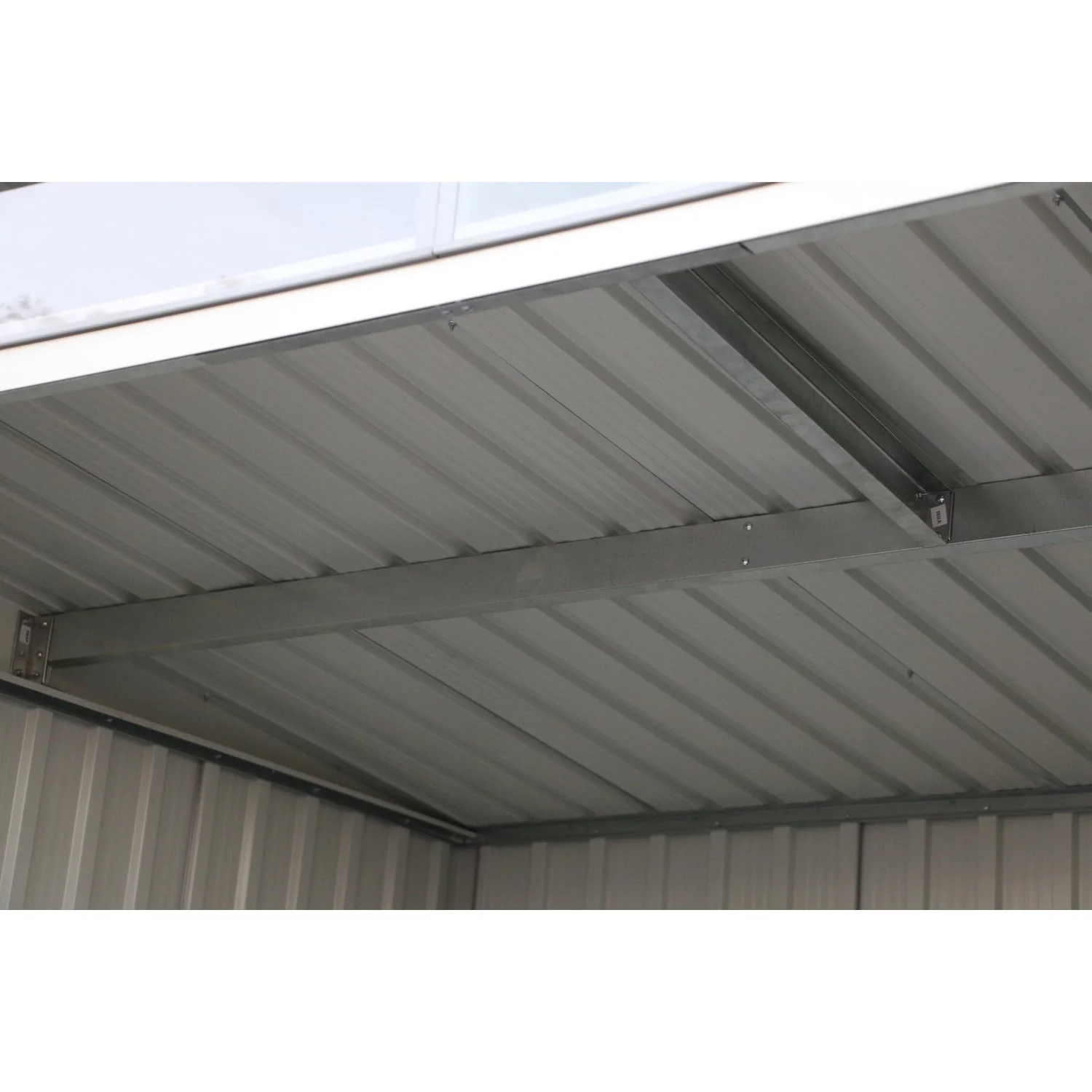 DuraMax | 8x6 ft Top Pent Roof Metal Storage Shed With Skylight - Light Gray - Image 8
