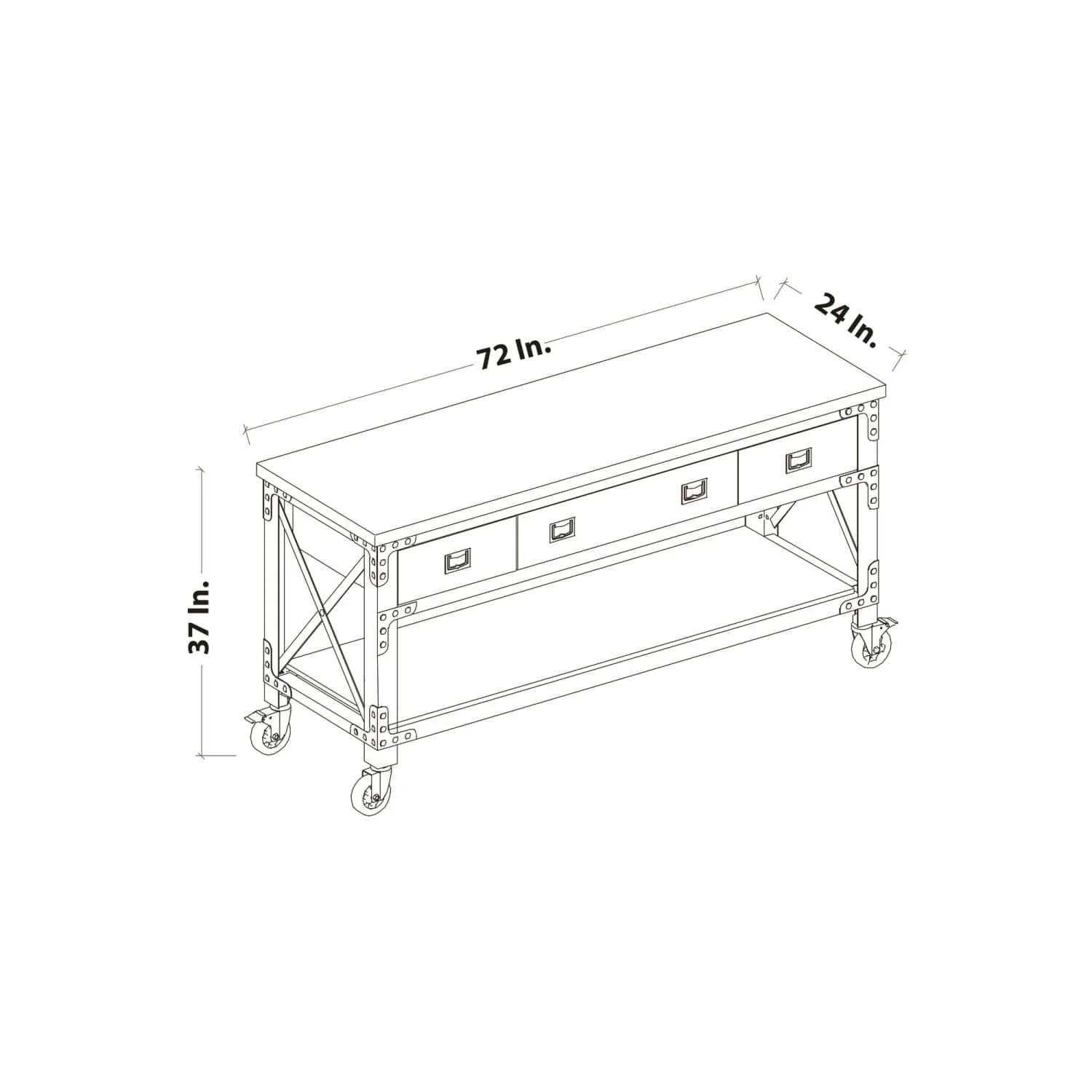 DuraMax | Darby 72" Industrial Metal & Wood Kitchen Island Desk With Drawers - Image 10