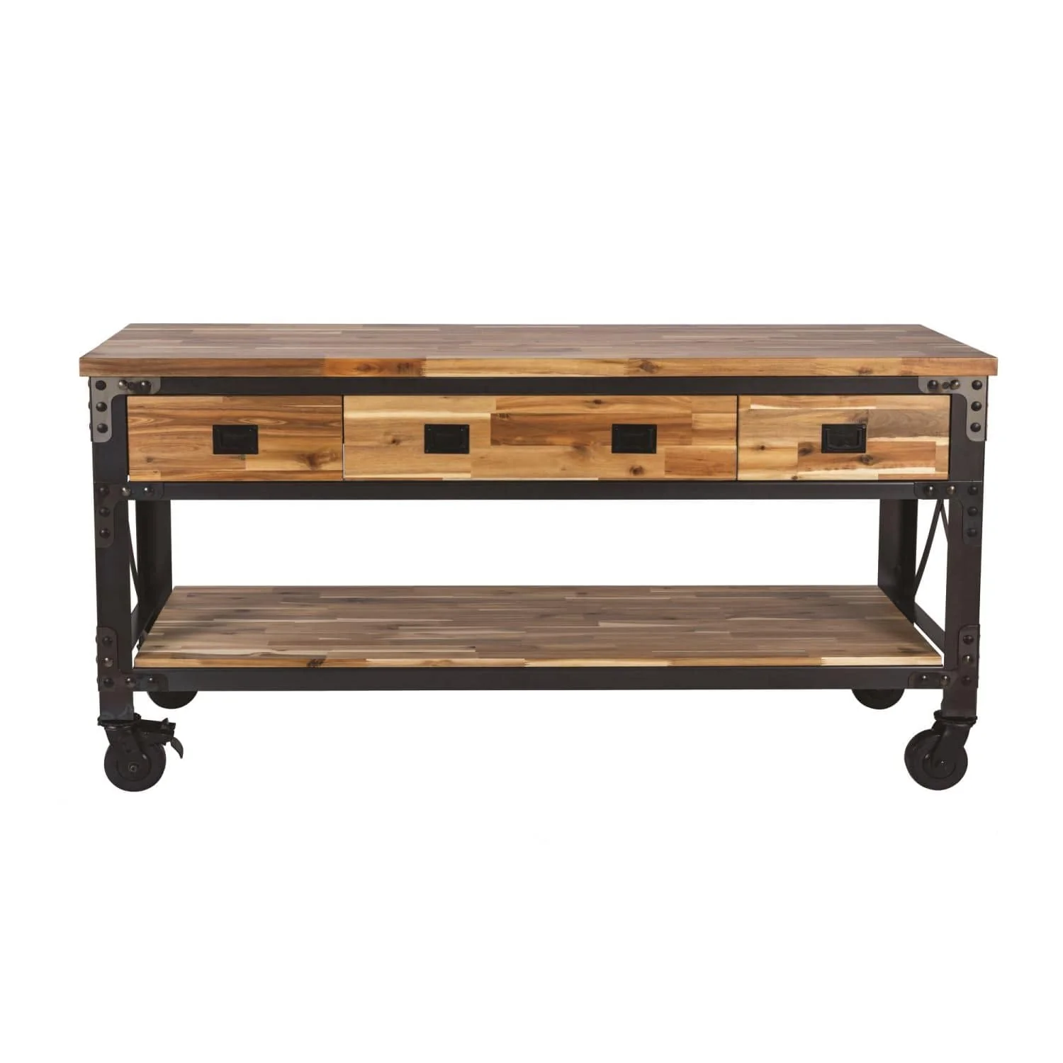 DuraMax | Darby 72" Industrial Metal & Wood Kitchen Island Desk With Drawers - Image 3