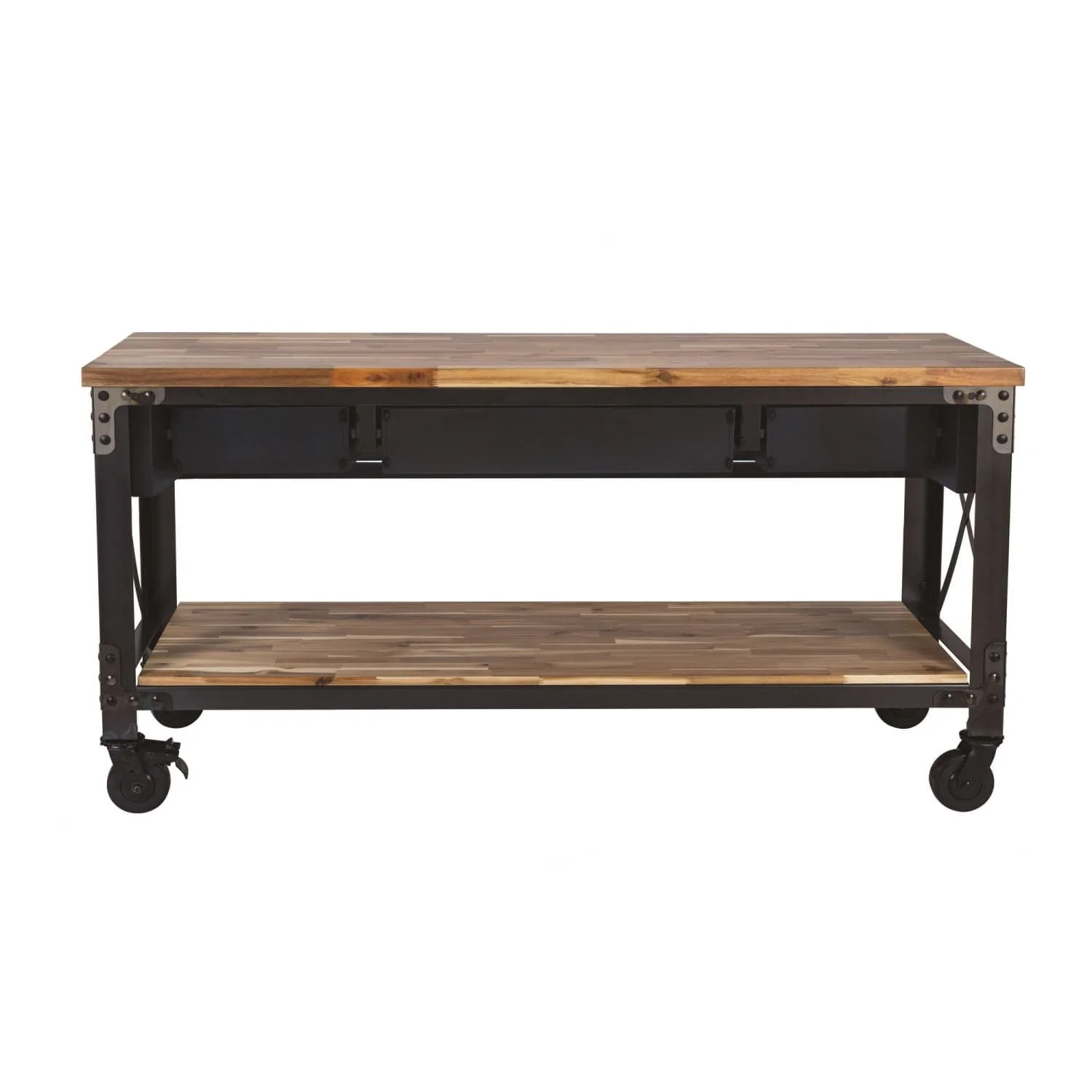 DuraMax | Darby 72" Industrial Metal & Wood Kitchen Island Desk With Drawers - Image 4
