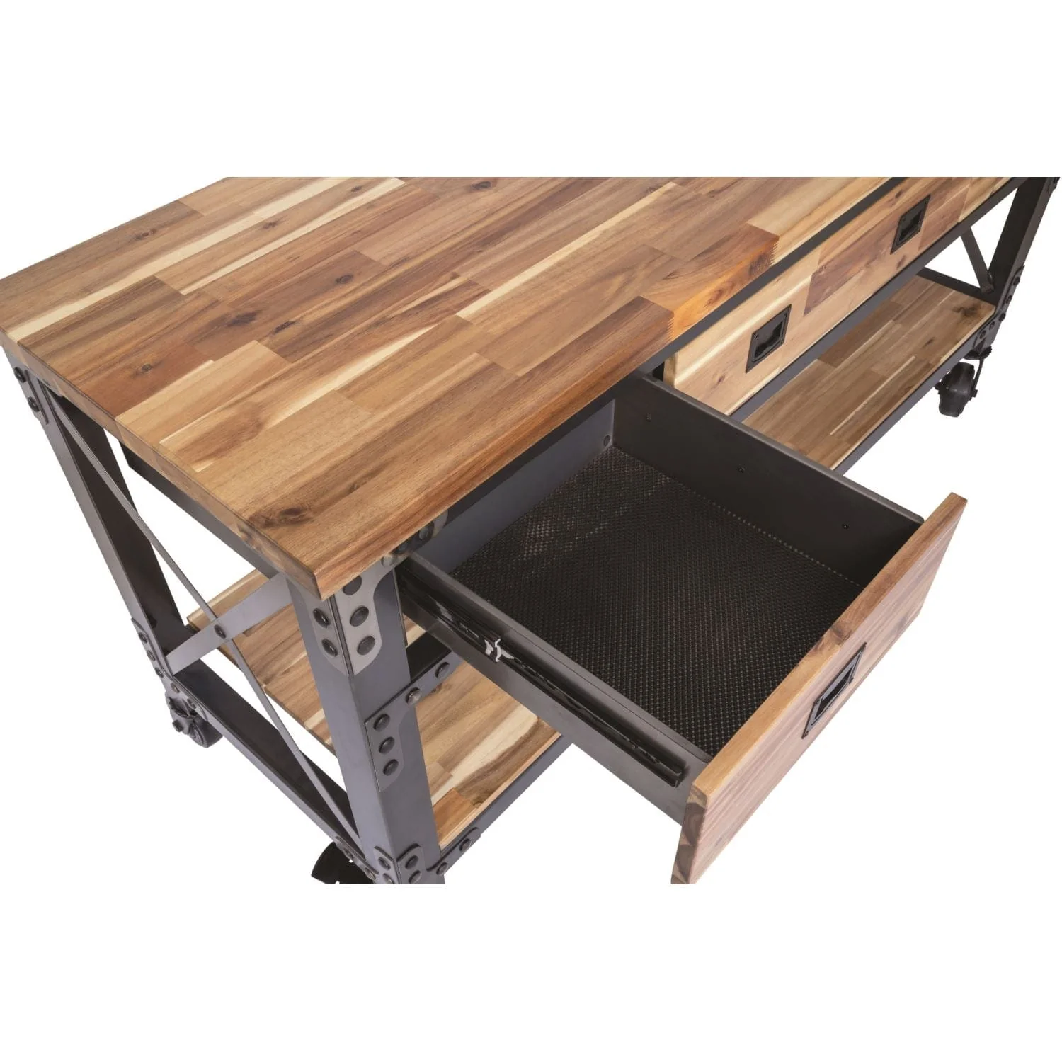 DuraMax | Darby 72" Industrial Metal & Wood Kitchen Island Desk With Drawers - Image 7