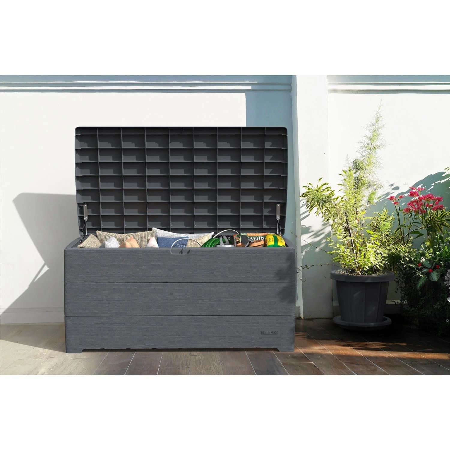 DuraMax | Deck Box Cedar Grain 110 Gallon Gray - Image 6